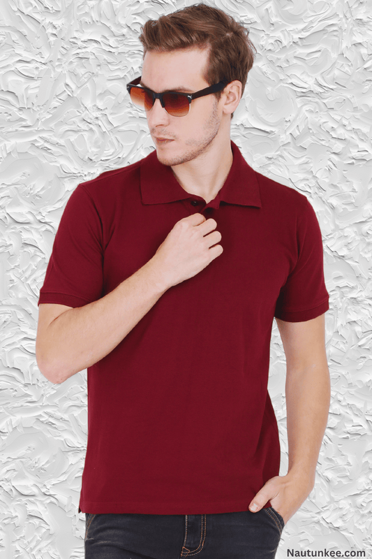 maroon pique polo t-shirt