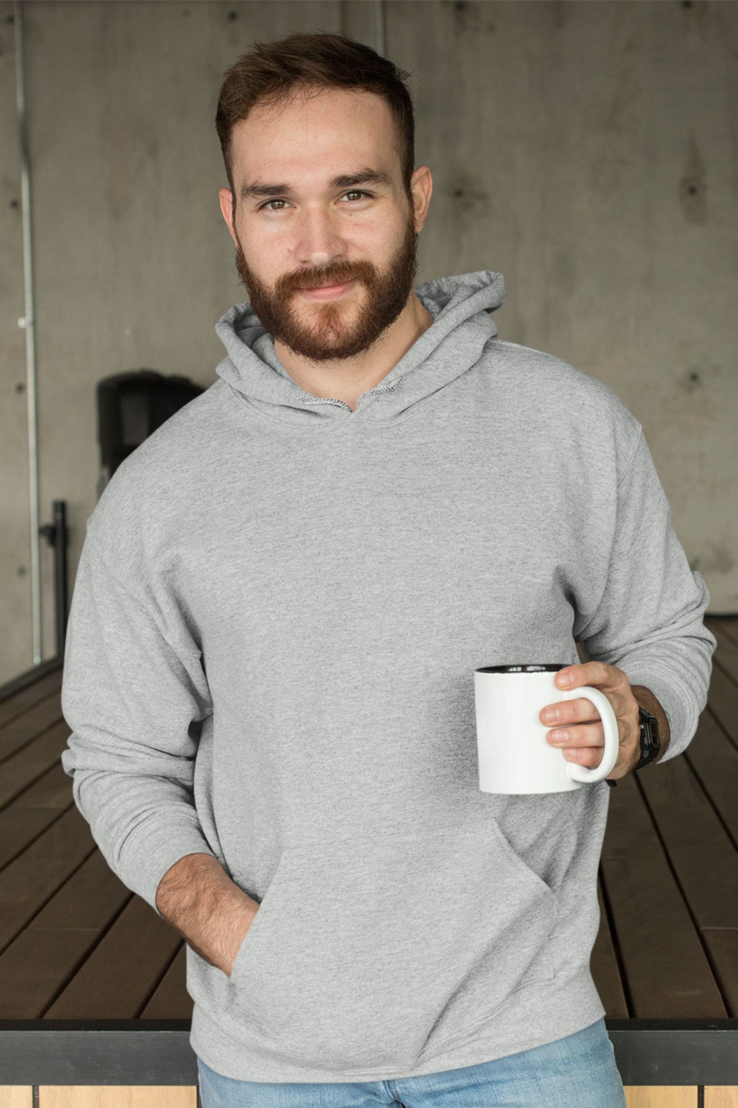 Plain melange grey Hoodie For Men