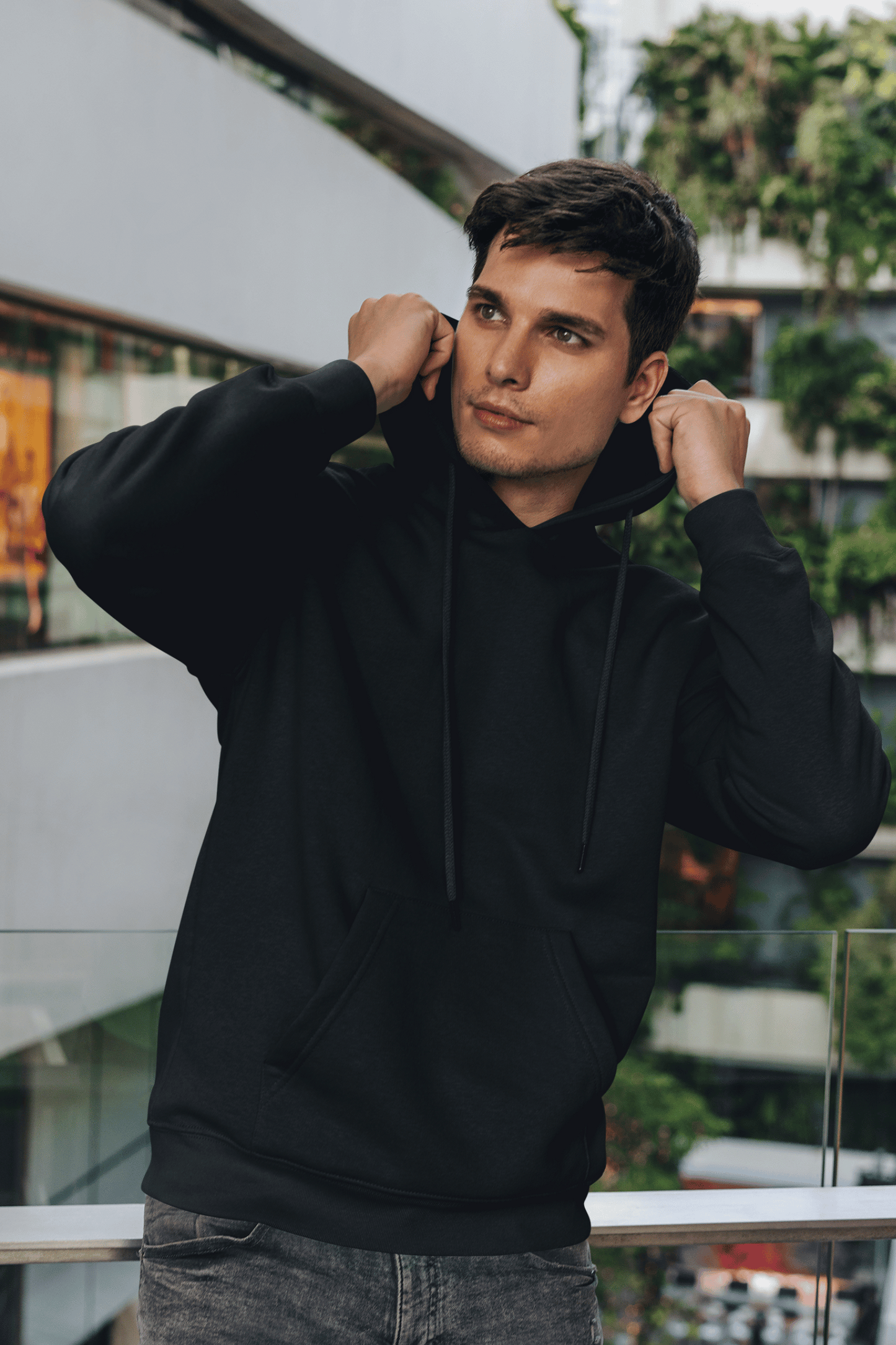 black hooded sweatshirt