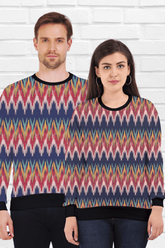 Ikat Print Couple Sweatshirt