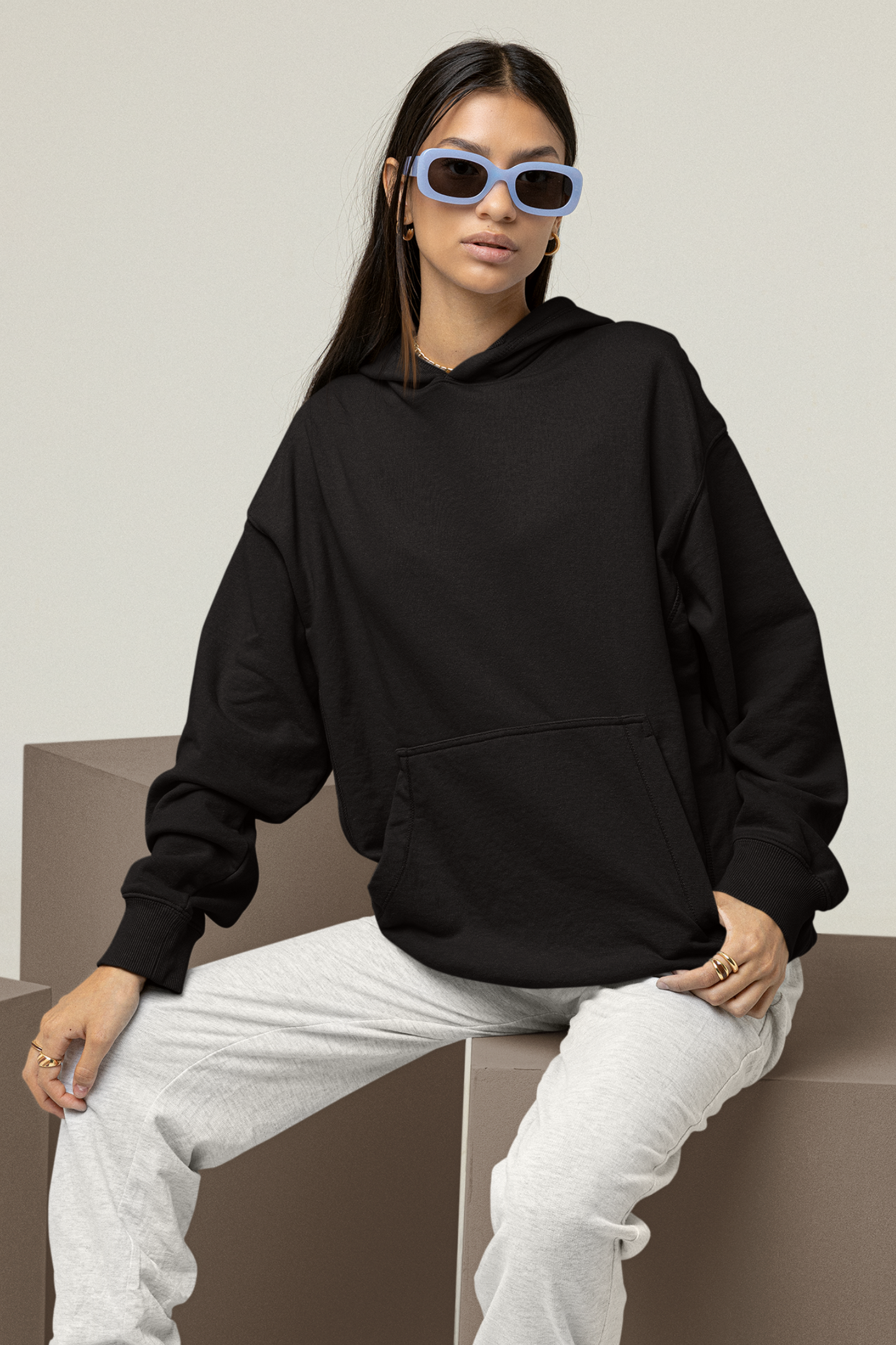 Unisex Black Oversized Hoodie