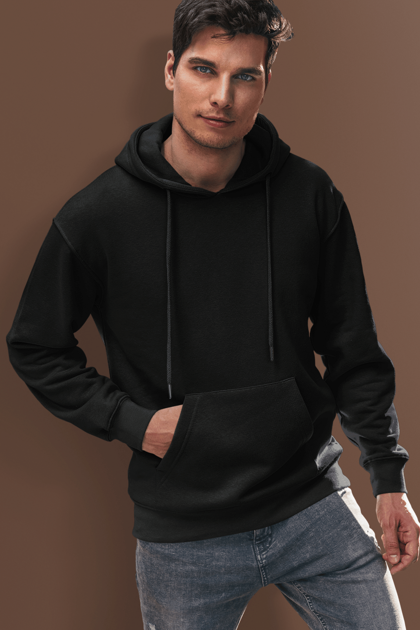 Plain Black Hoodie For Men