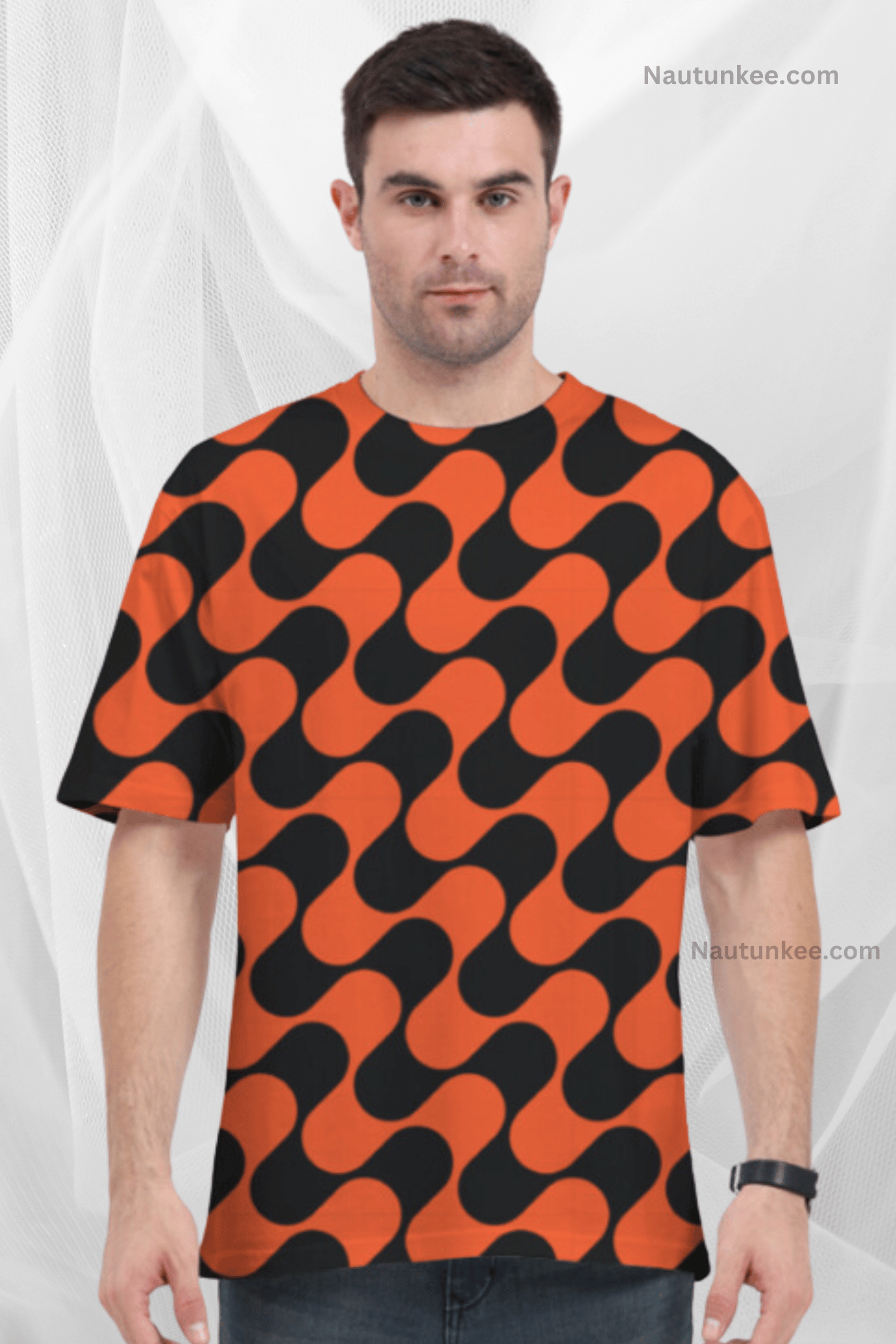 Retro Groovy Pattern Oversized Men's T-Shirt