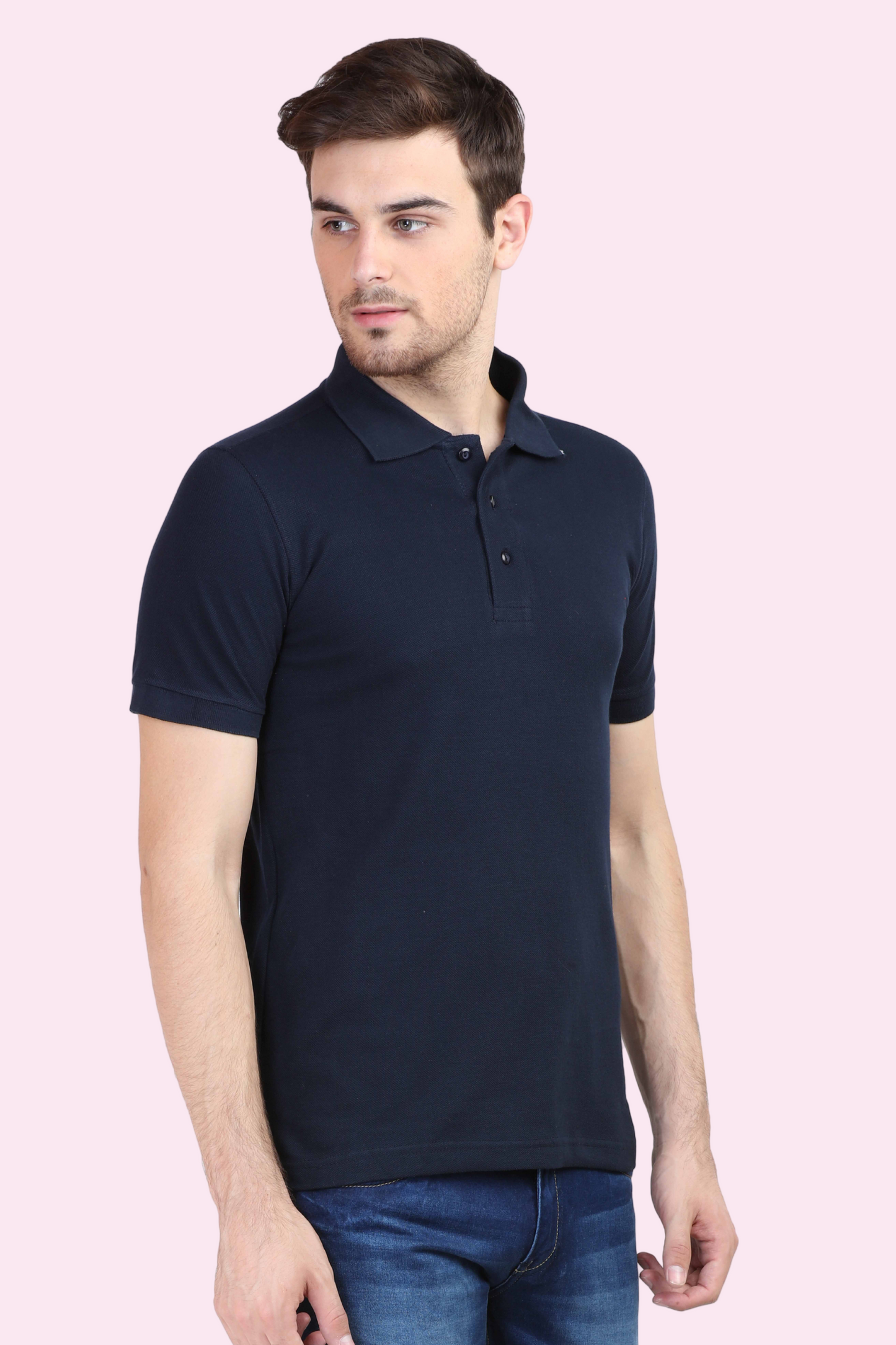 Navy Blue Pique Polo T-Shirt - nautunkee