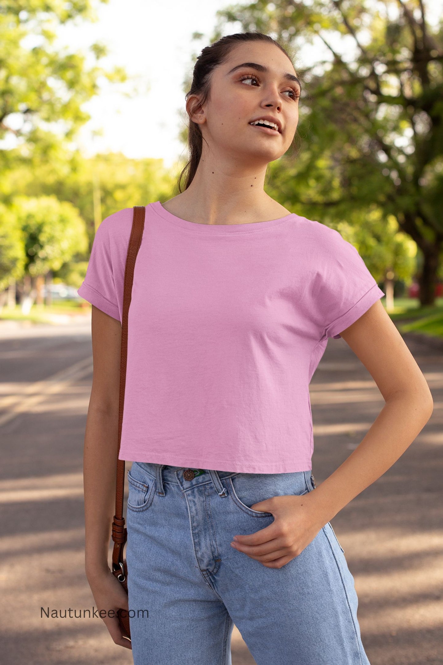 pink crop top