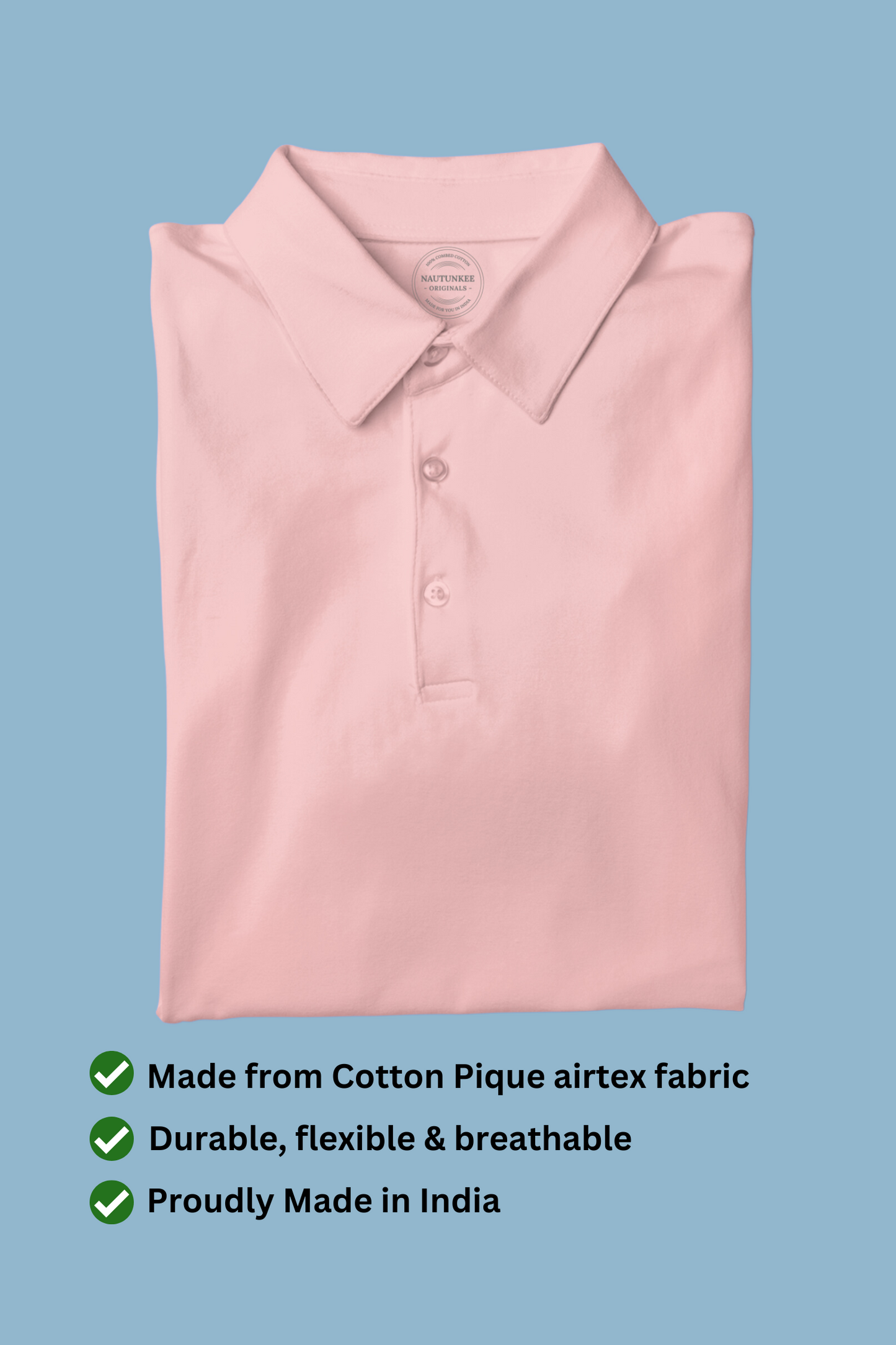Pink Cotton Pique Polo T-Shirt - nautunkee