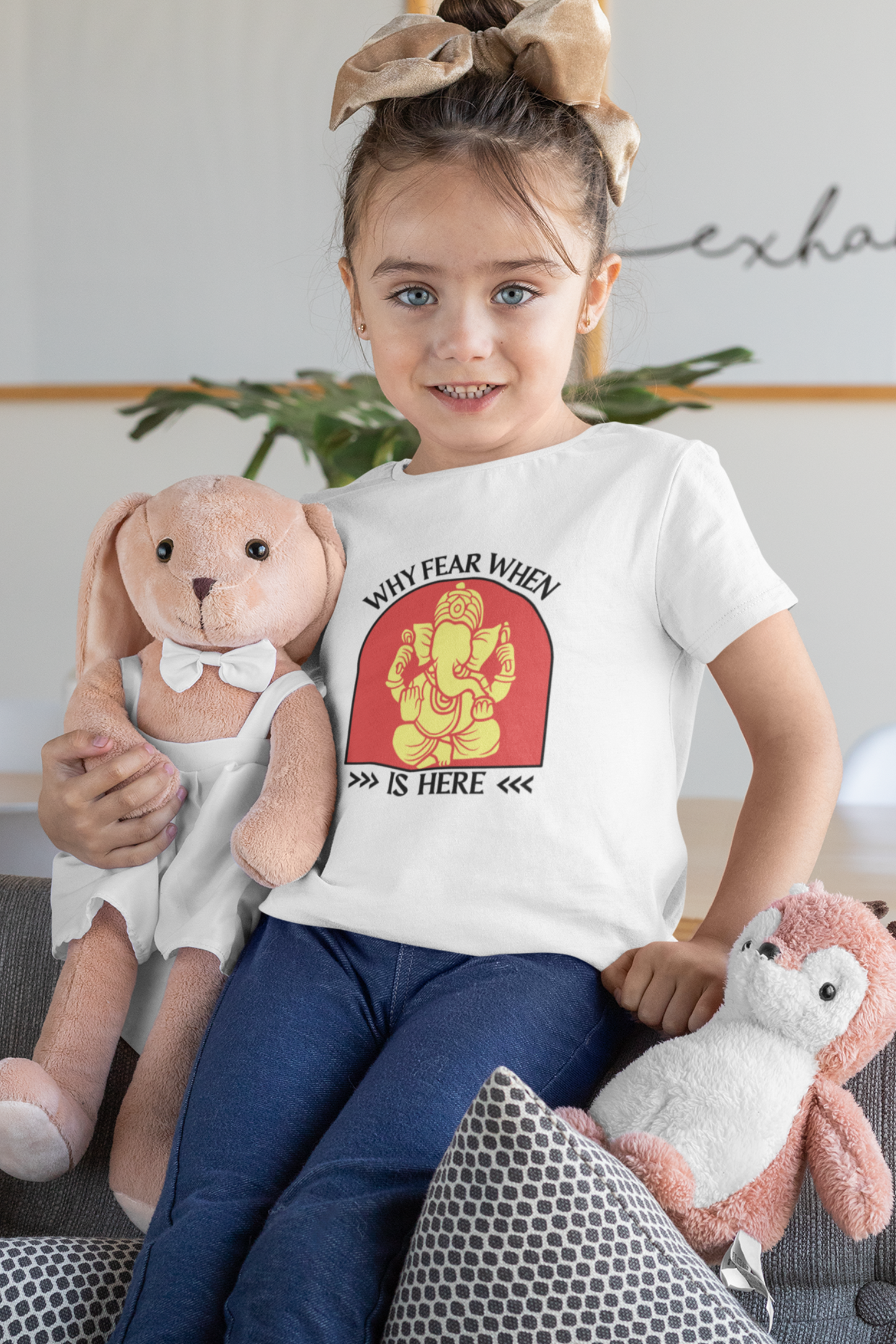 Why Fear When Ganesha Is Here Kid's T-shirt, Ganpati Bappa Morya Kids T-Shirt - nautunkee