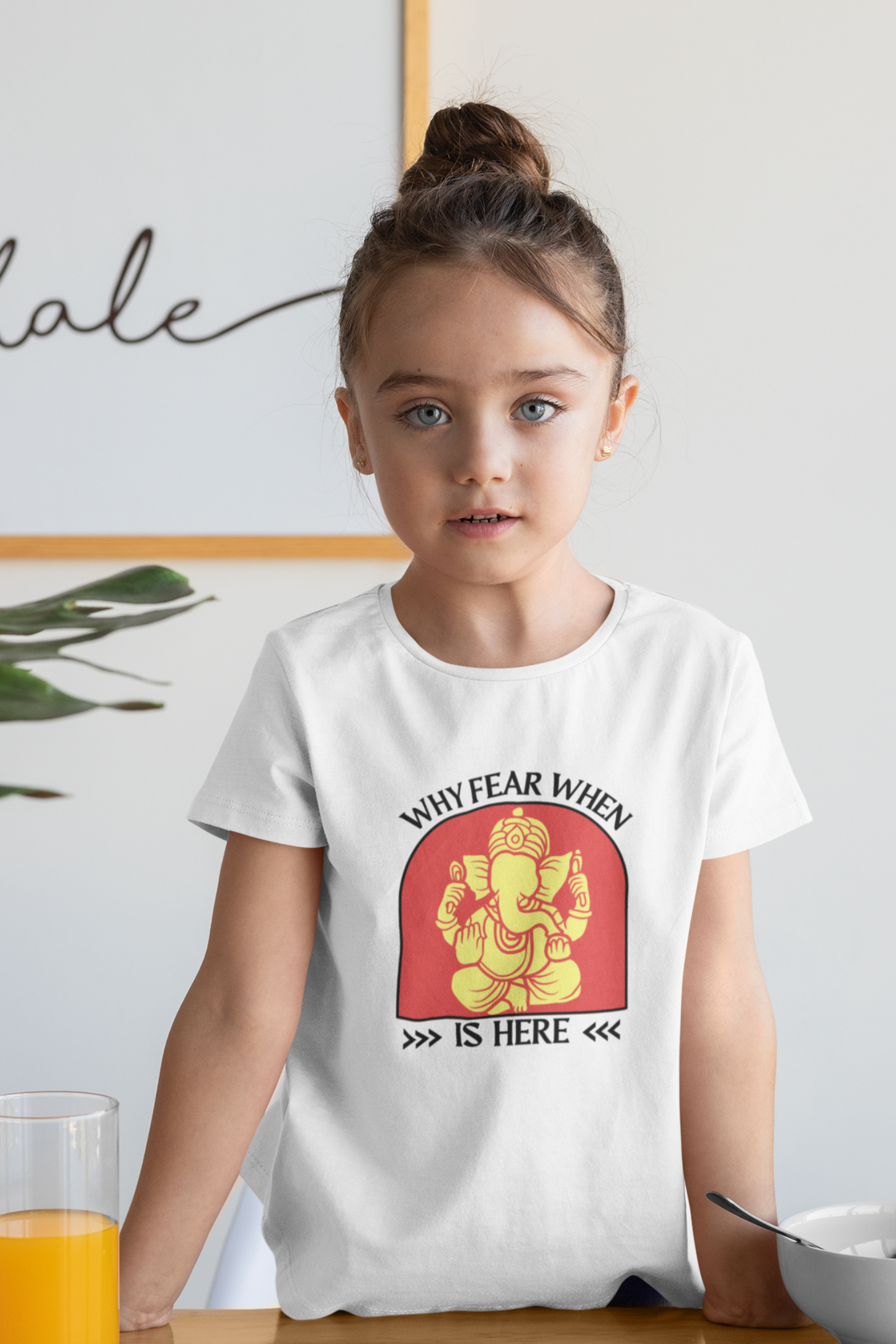 Why Fear When Ganesha Is Here Kid's T-shirt, Ganpati Bappa Morya Kids T-Shirt - nautunkee