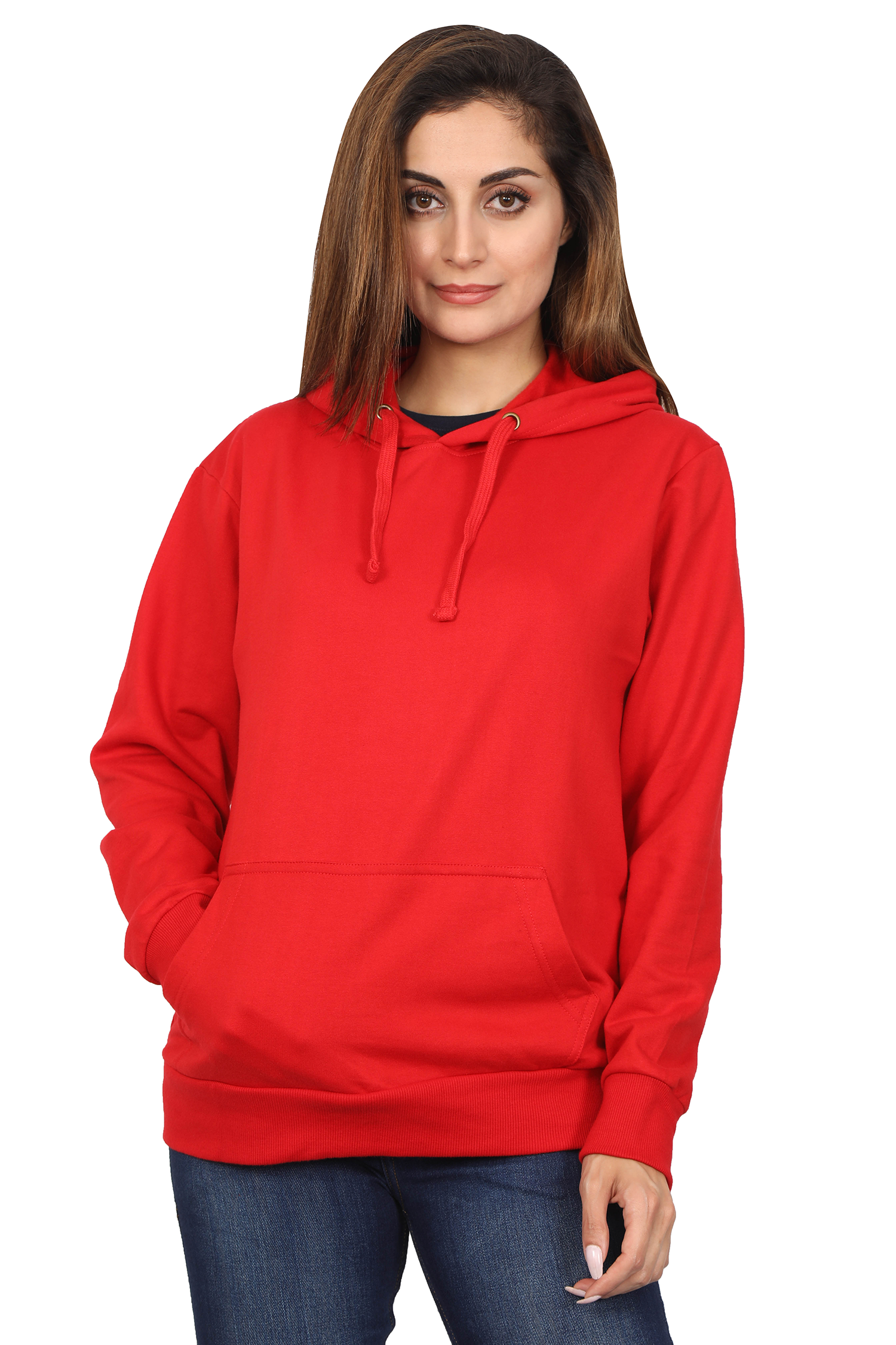 Plain Red Hoodie For Women - Main Image
