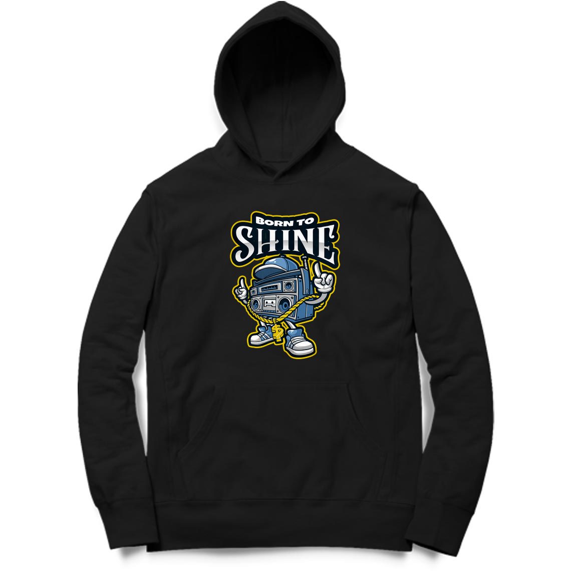 Born To Shine Printed Black Hoodie For Men