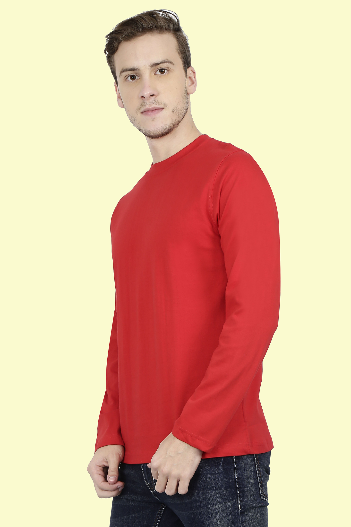 Plain Red - Men Full Sleeve Round Neck T-Shirt - nautunkee.com