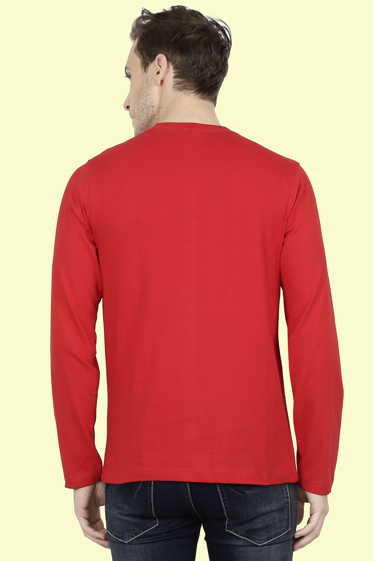 Plain Red - Men Full Sleeve Round Neck T-Shirt