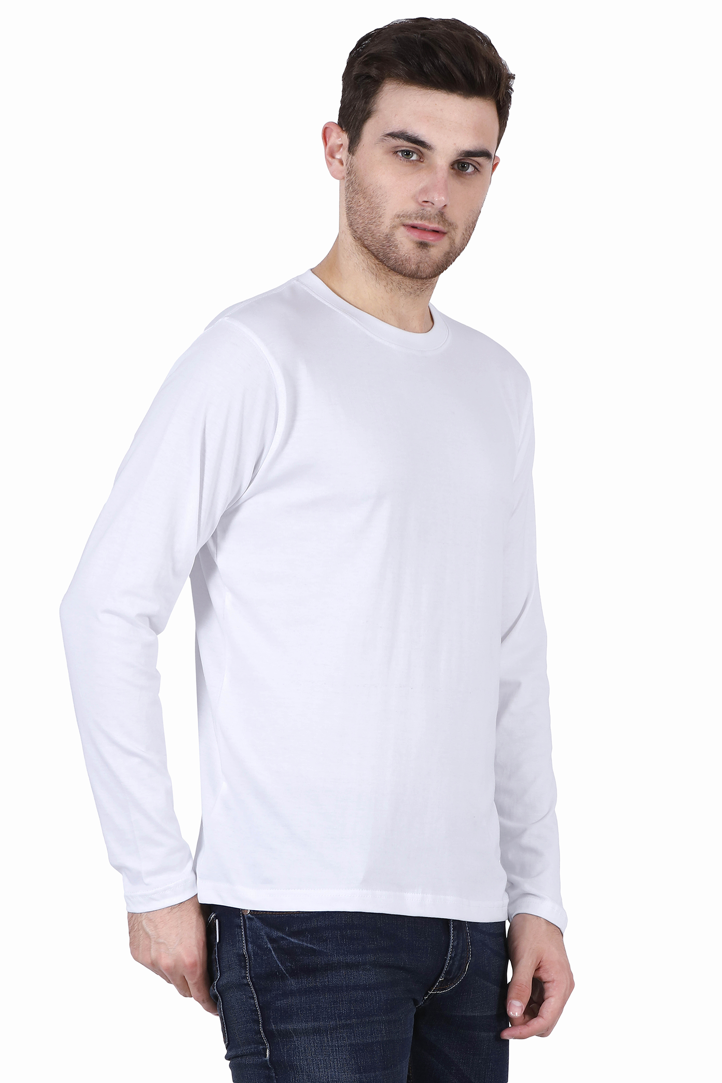 Plain White - Men Full Sleeve Round Neck T-Shirt