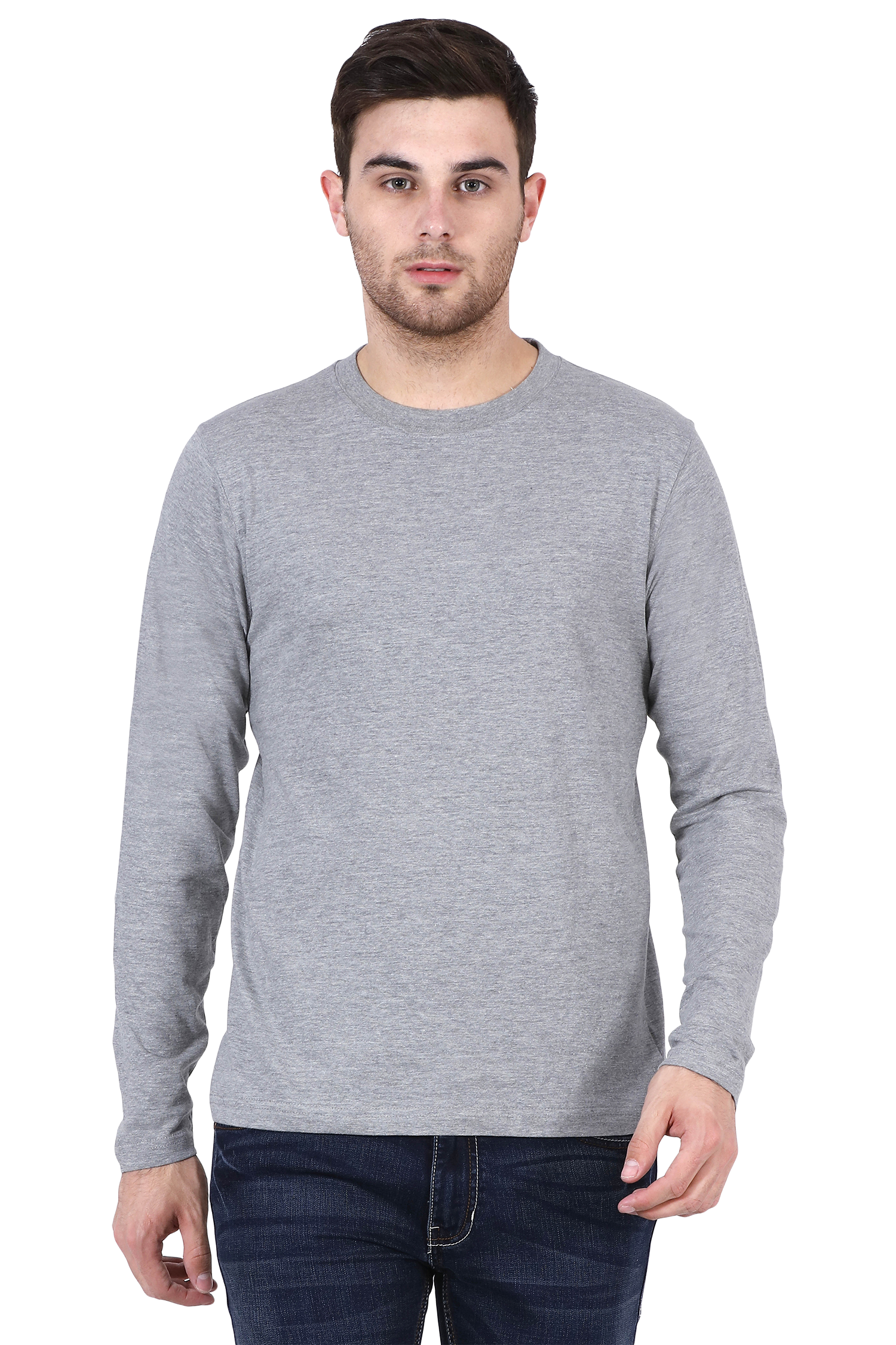melange grey full sleeves t-shirt online in India - nautunkee.com