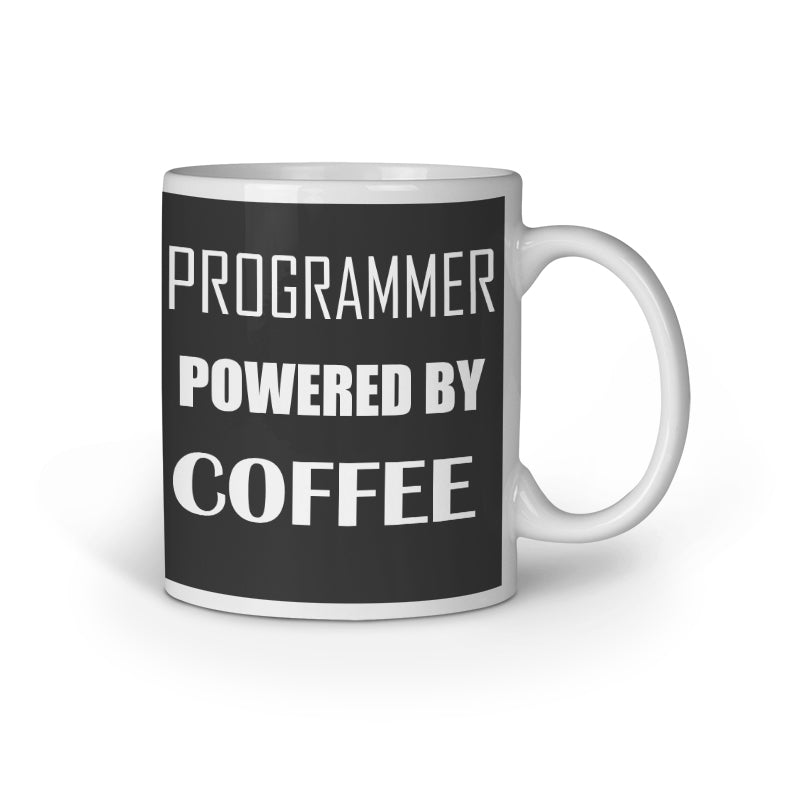 Programmer Powered By Coffee Printed Coffee Mug - Black (11oz/330ml) - nautunkee