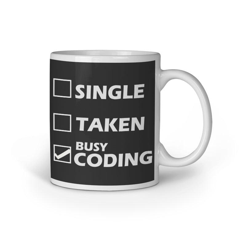Busy Coding Printed Coffee Mug - Black (11oz/330ml) - nautunkee