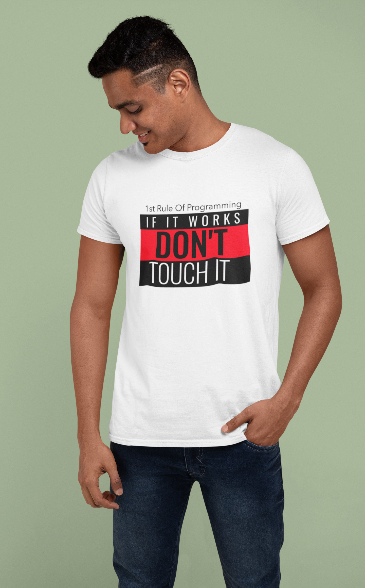 1st Rule Of Programming | Men Half Sleeve Round Neck T-Shirt