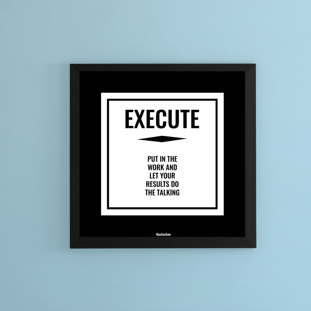 Hustle Grind Execute Talent Grit Success- Set Of 6 Framed Posters Home Office Decor