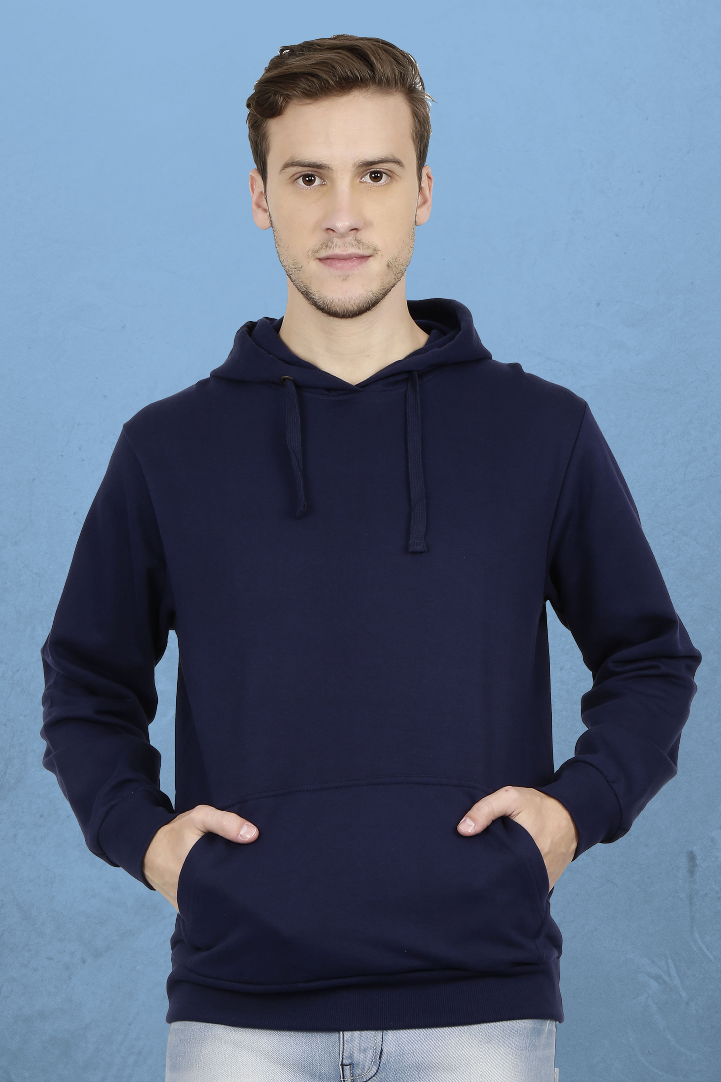 Plain Navy Blue Hoodie For Men