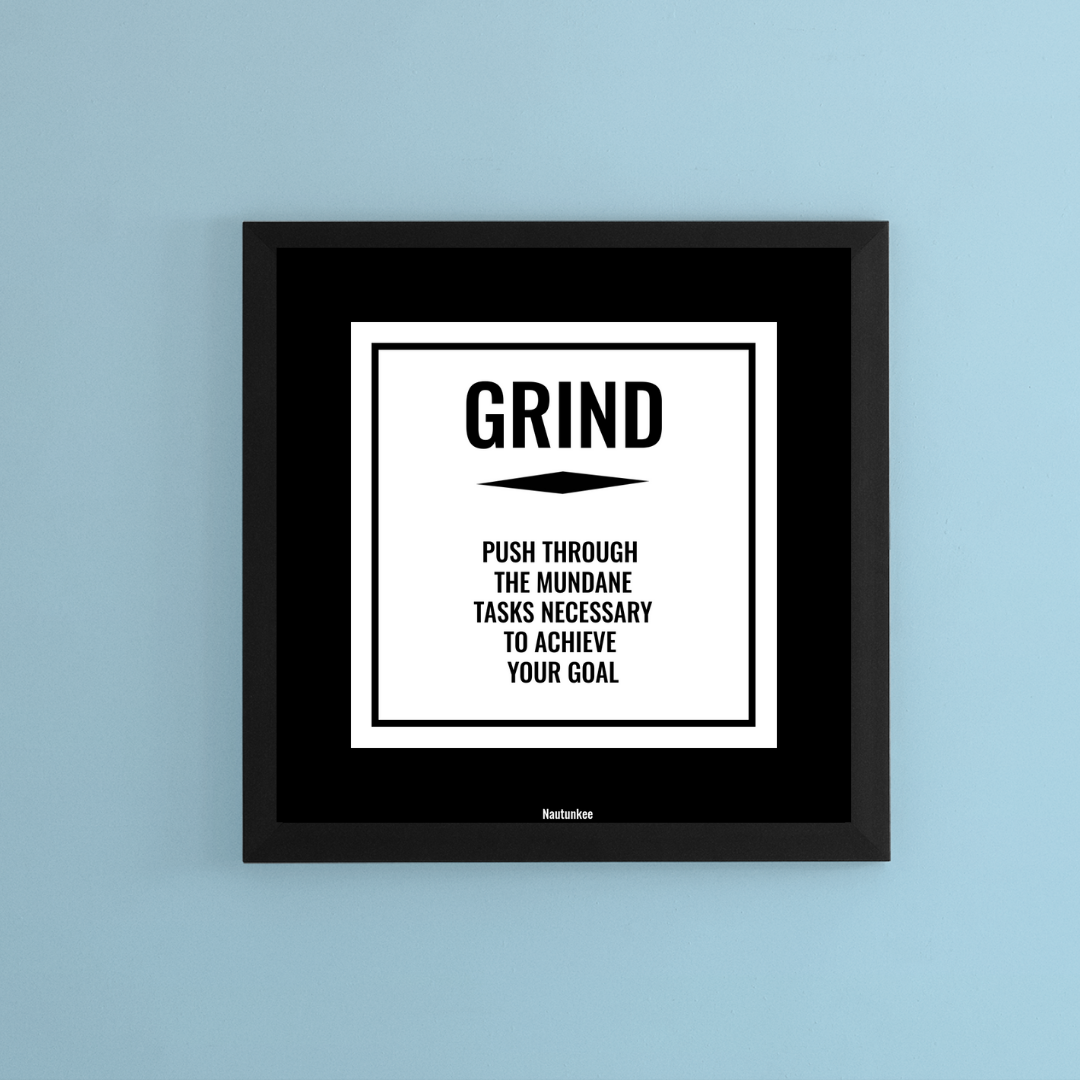 Hustle Grind Execute Talent Grit Success- Set Of 6 Framed Posters Home Office Decor
