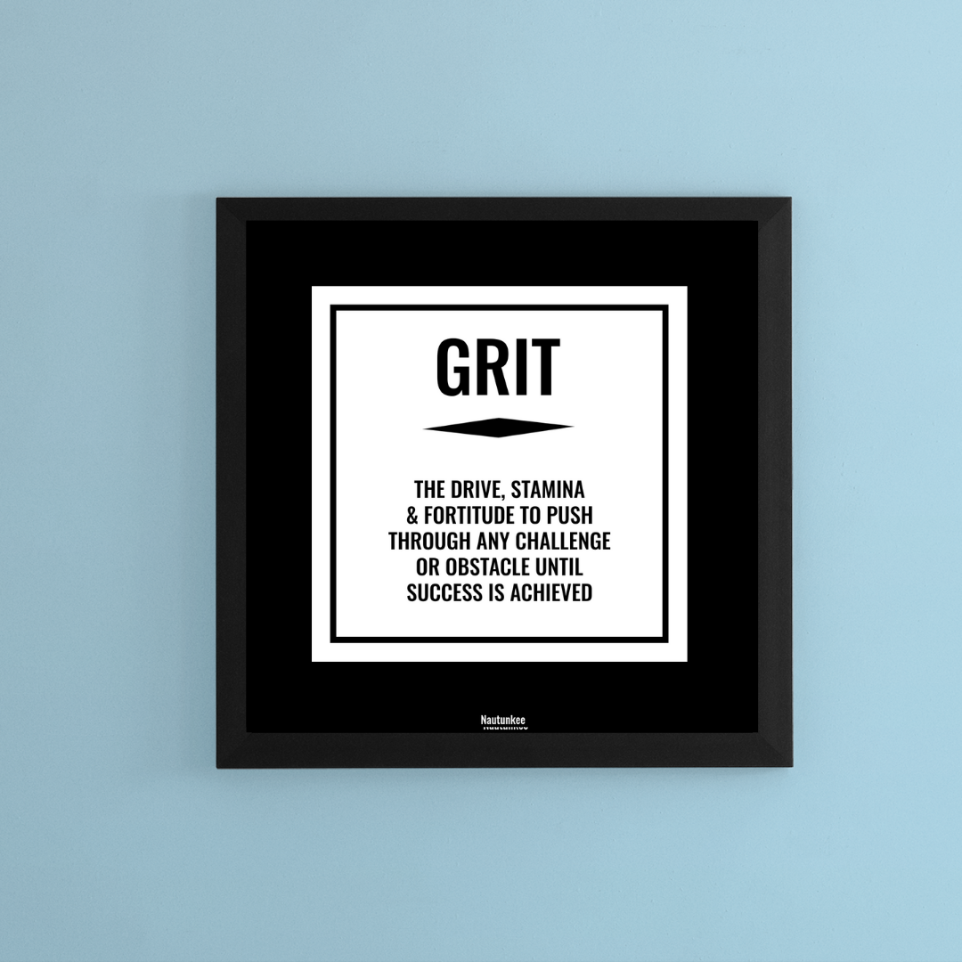 Hustle Grind Execute Talent Grit Success- Set Of 6 Framed Posters Home Office Decor