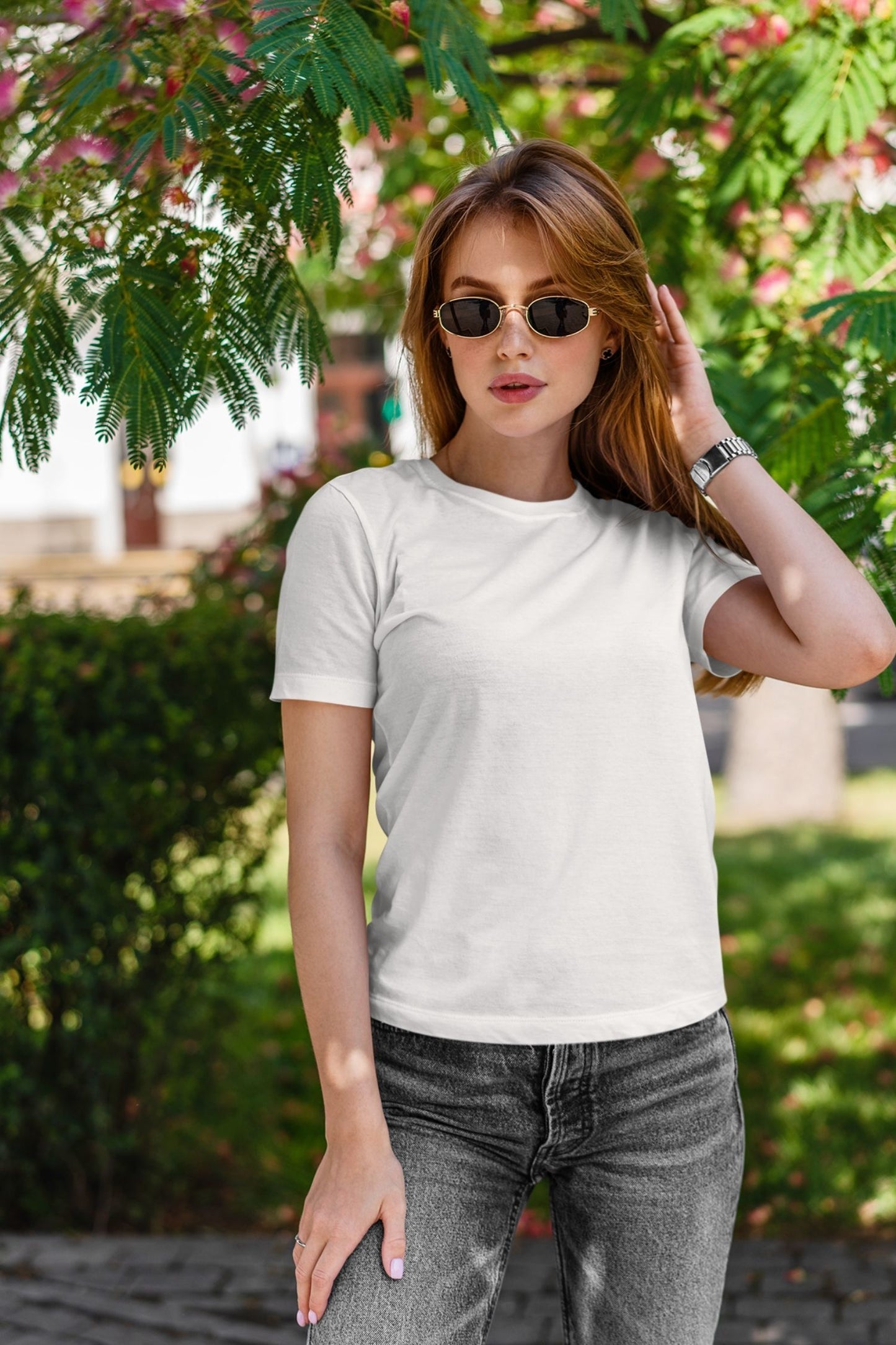 Plain White Women Half Sleeves Round Neck T-Shirt