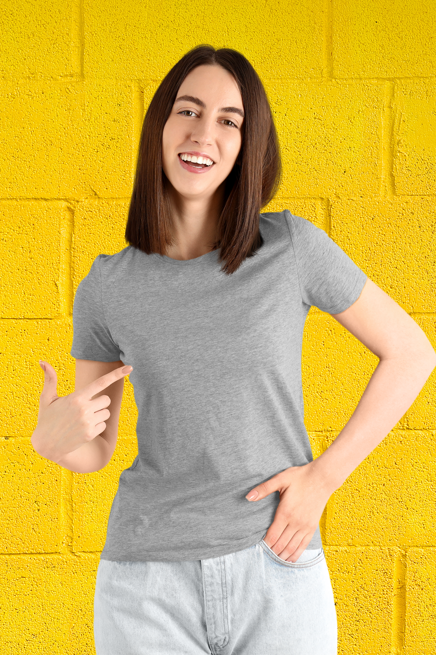 melange grey crew neck t-shirt for women - nautunkee.com