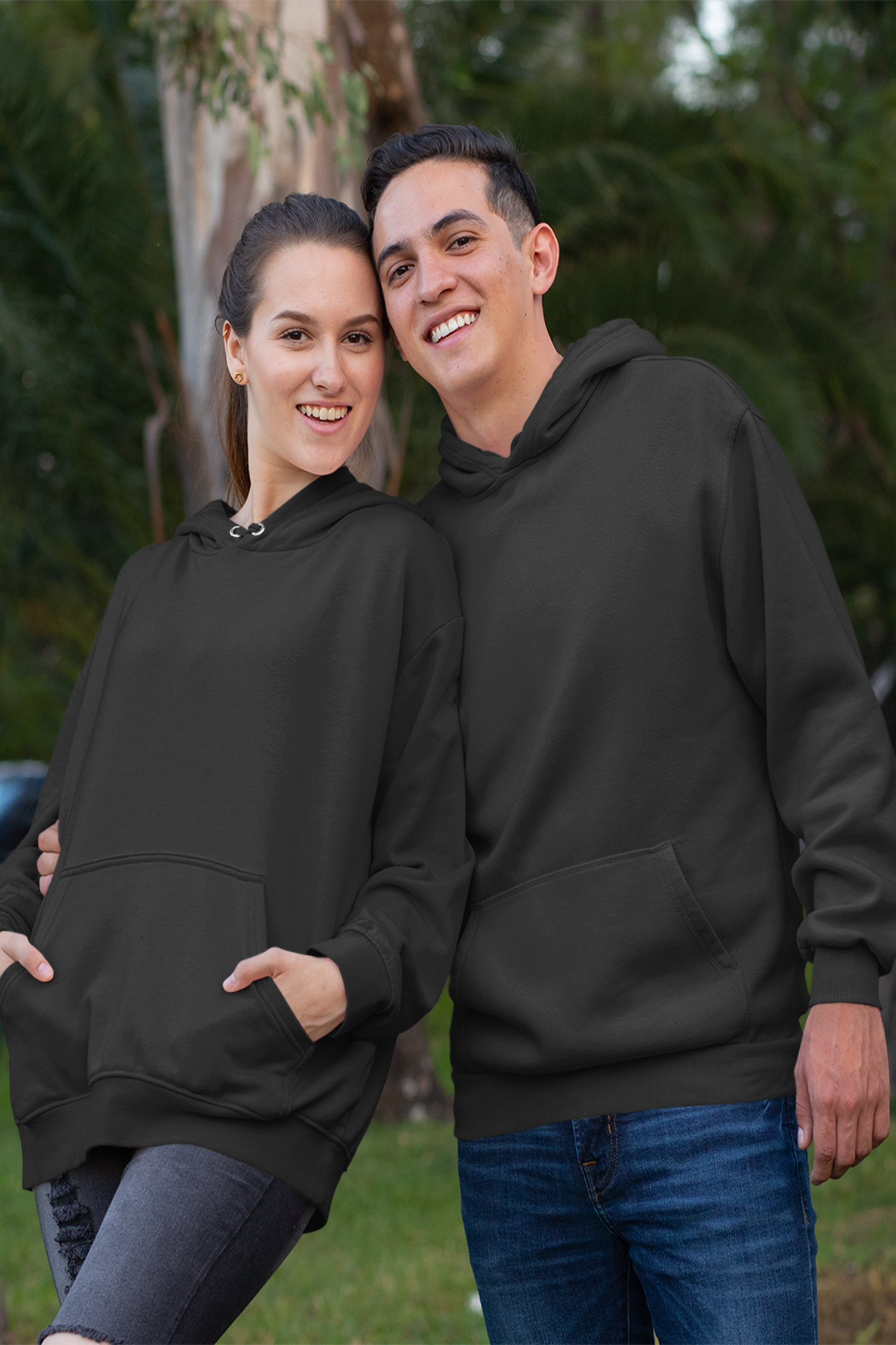 Plain Black Matching Couple Hoodies – Nautunkee