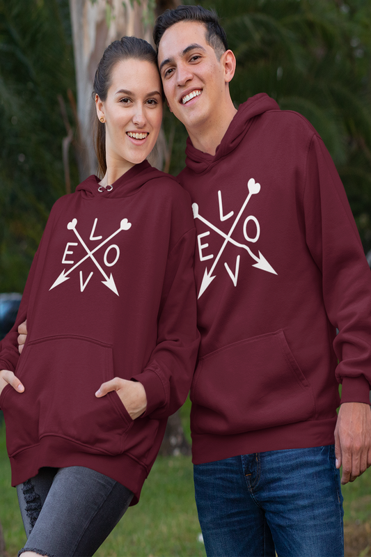 LOVE Printed Matching Couple Hoodie, Valentine's Day Gift - nautunkee.com