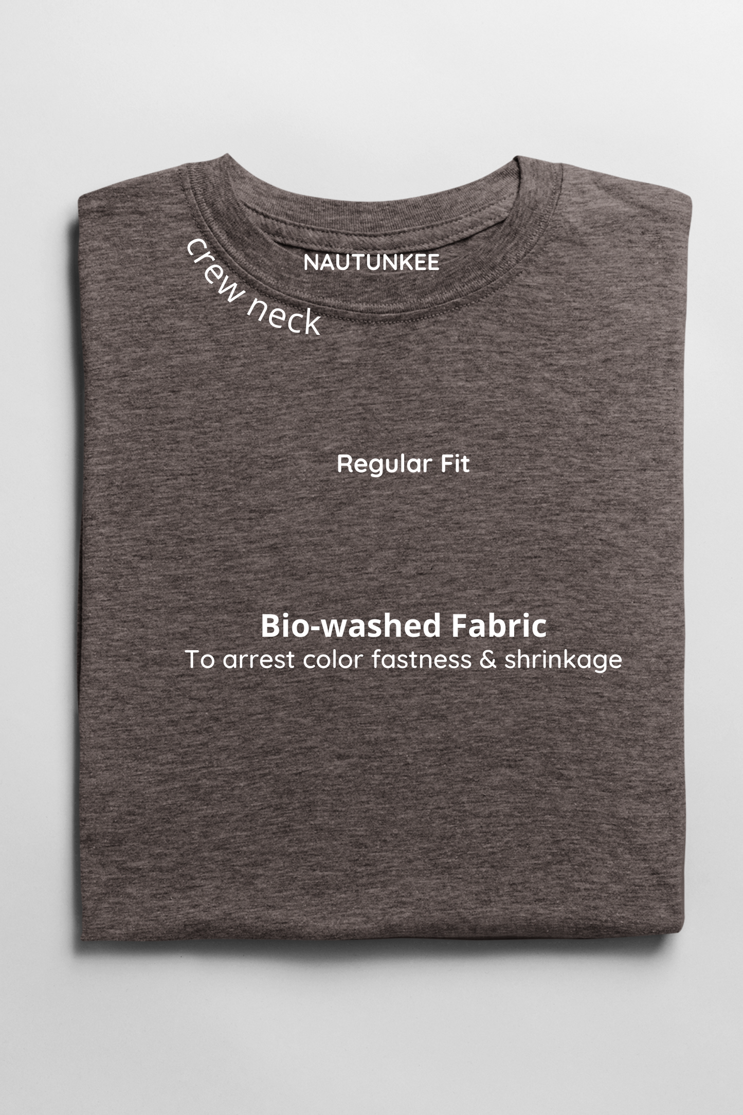 charcoal grey crew neck t-shirt for women - nautunkee.com