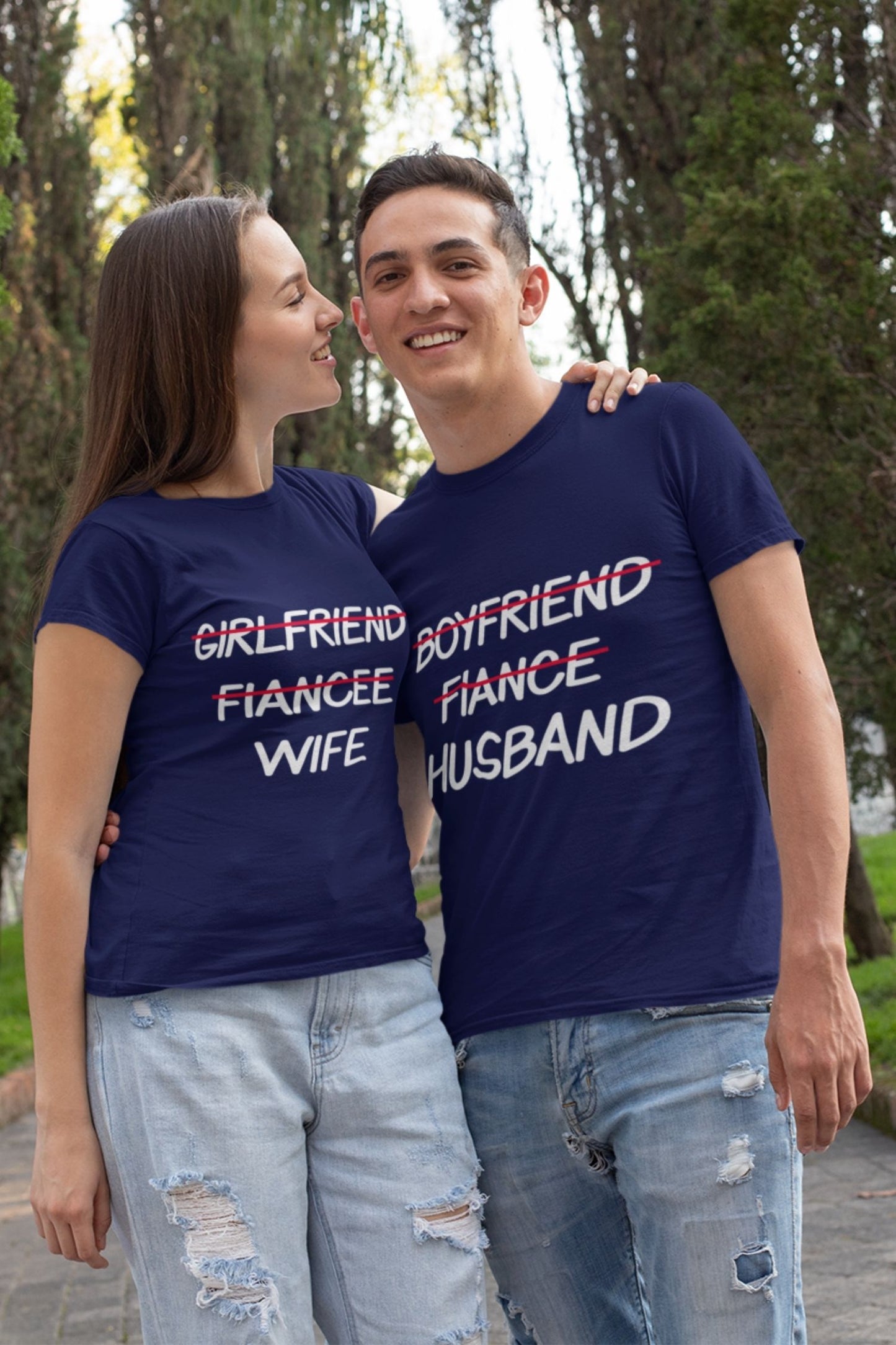 fiance to husband fiancee to wife matching couple tshirt - nautunkee.com