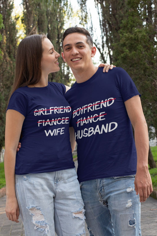 fiance to husband fiancee to wife matching couple tshirt - nautunkee.com