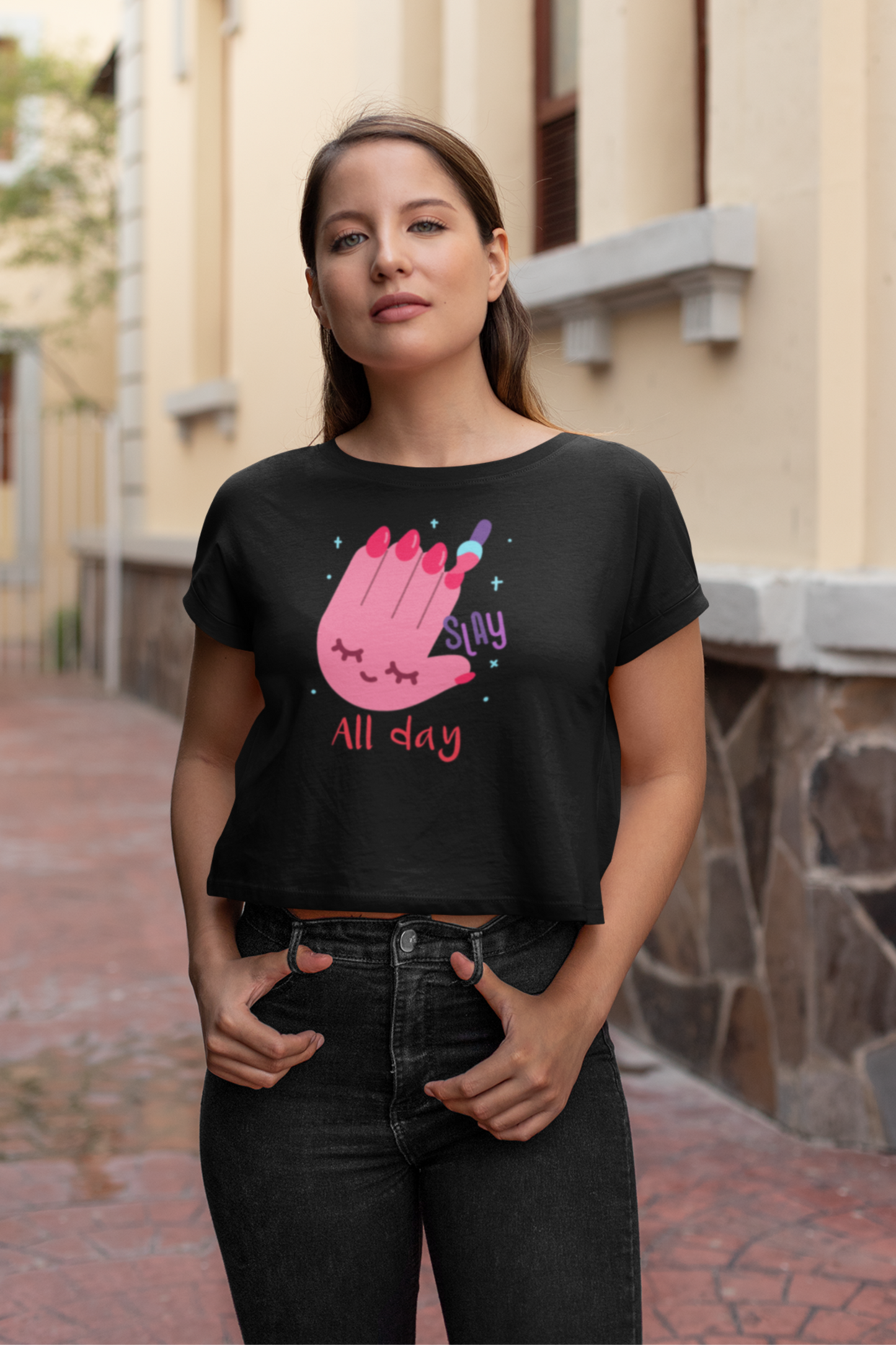 Slay All Day | Black Crop Top For Women - nautunkee.com