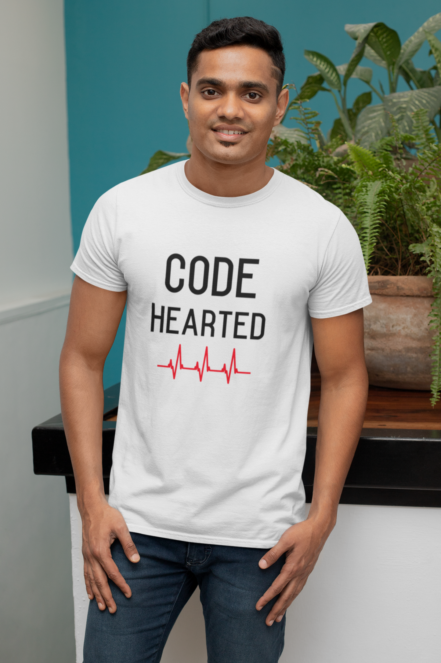 Code Hearted Men Half Sleeve Round Neck T-Shirt