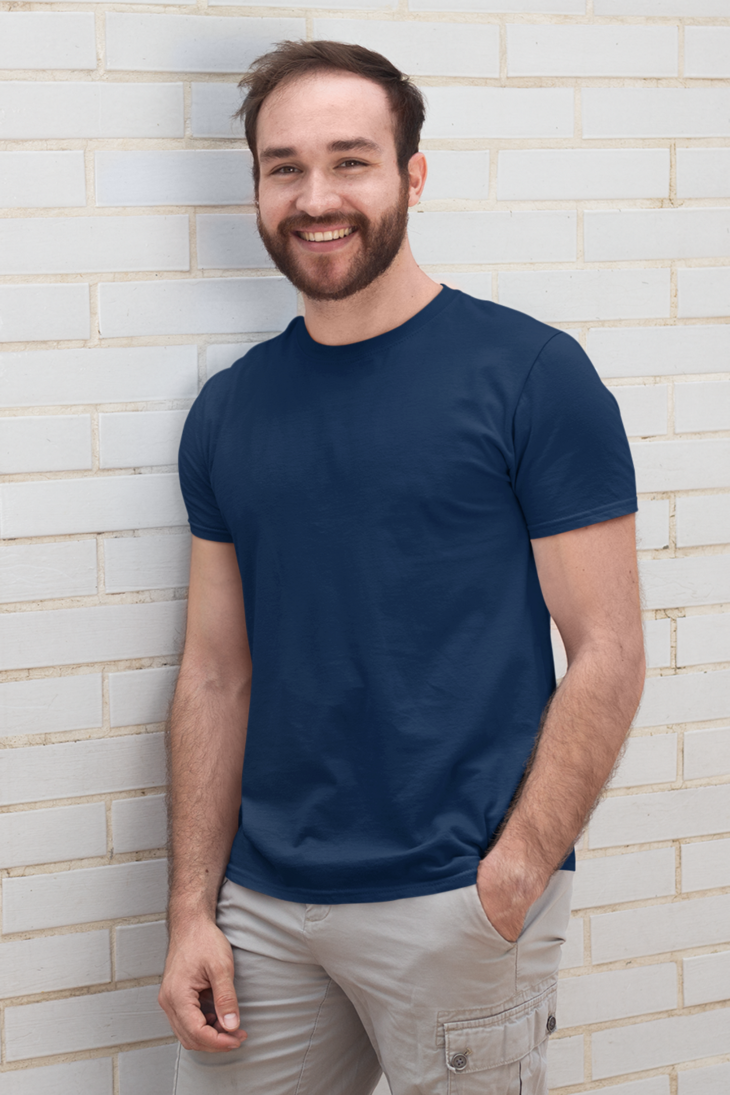 Plain Navy Blue - Mens Half Sleeves Round Neck T-shirt online in India - nautunkee.com