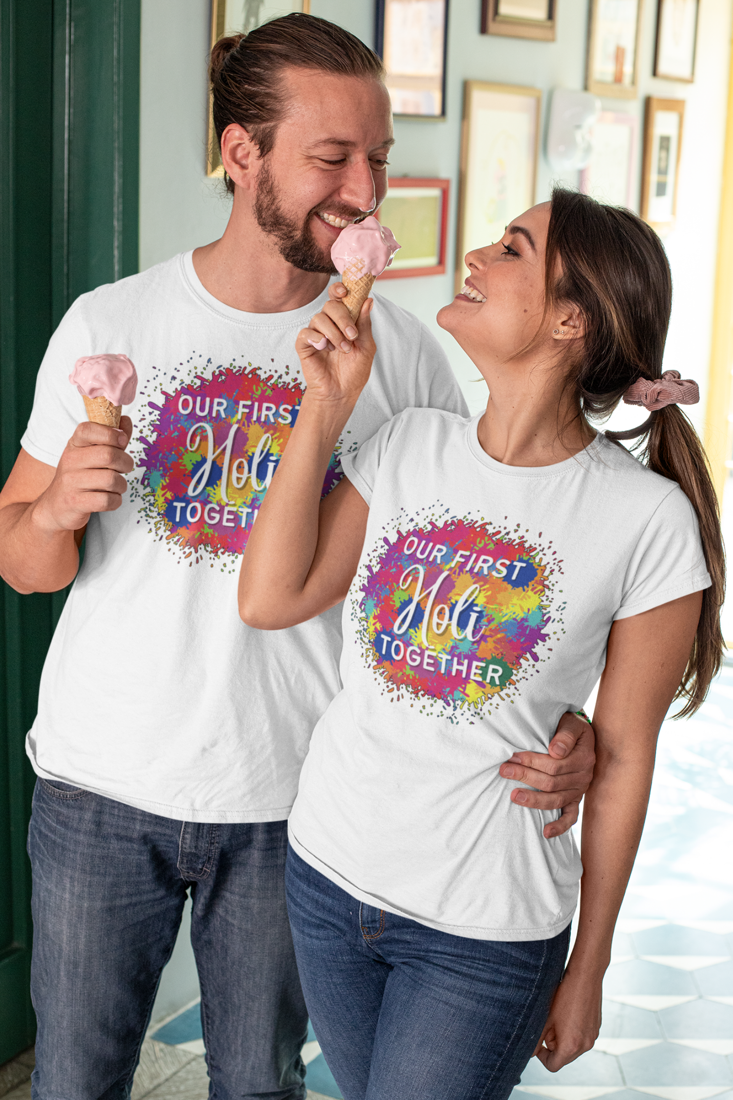 Our First Holi Together Couple T Shirt