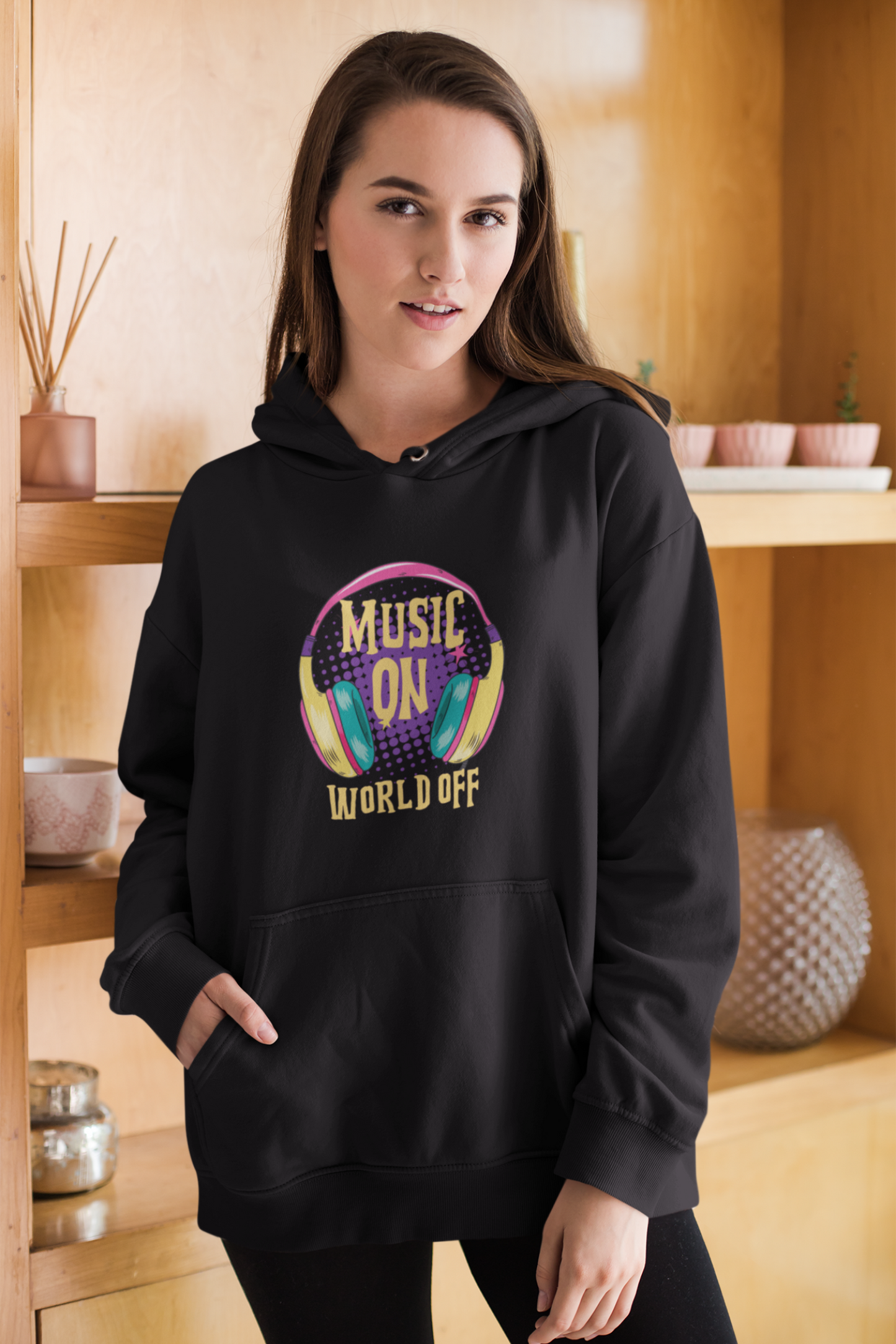 Music On World Off Women's Hoodie online in India- nautunkee.com -