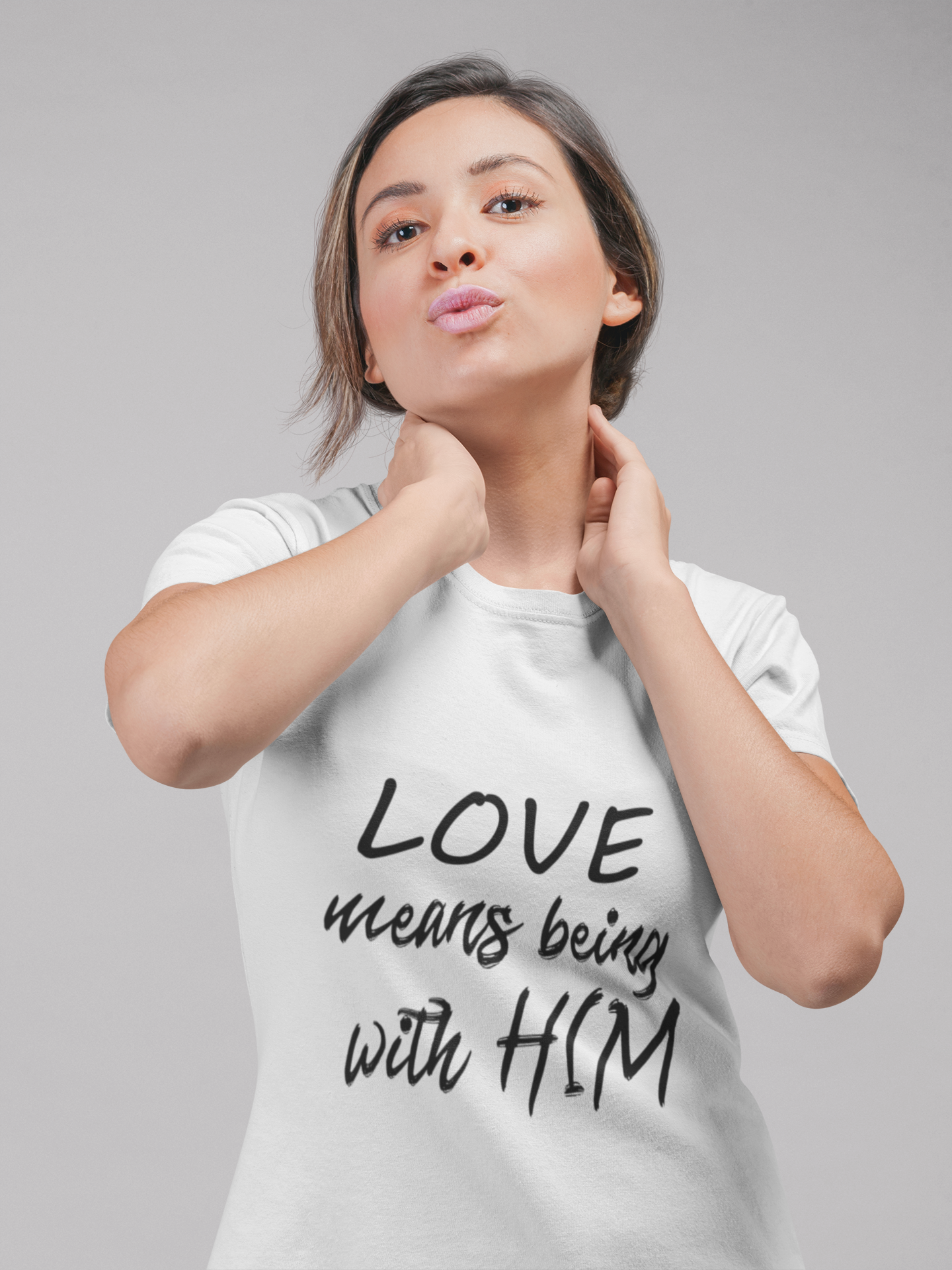 LOVE Means Being With Him/Her Matching Couple T-Shirt