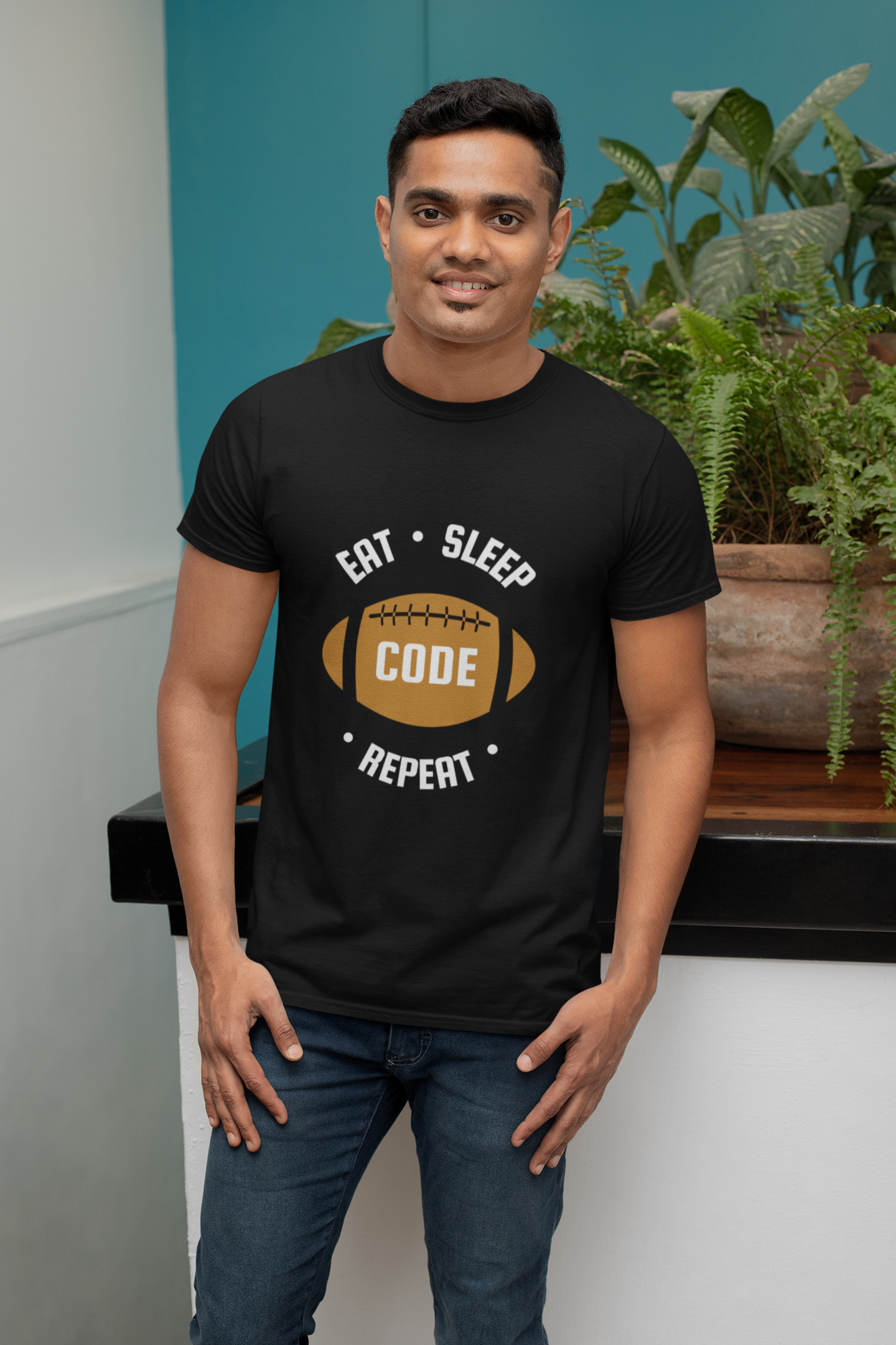 Eat Sleep Code Repeat | Men Half Sleeve Round Neck T-Shirt