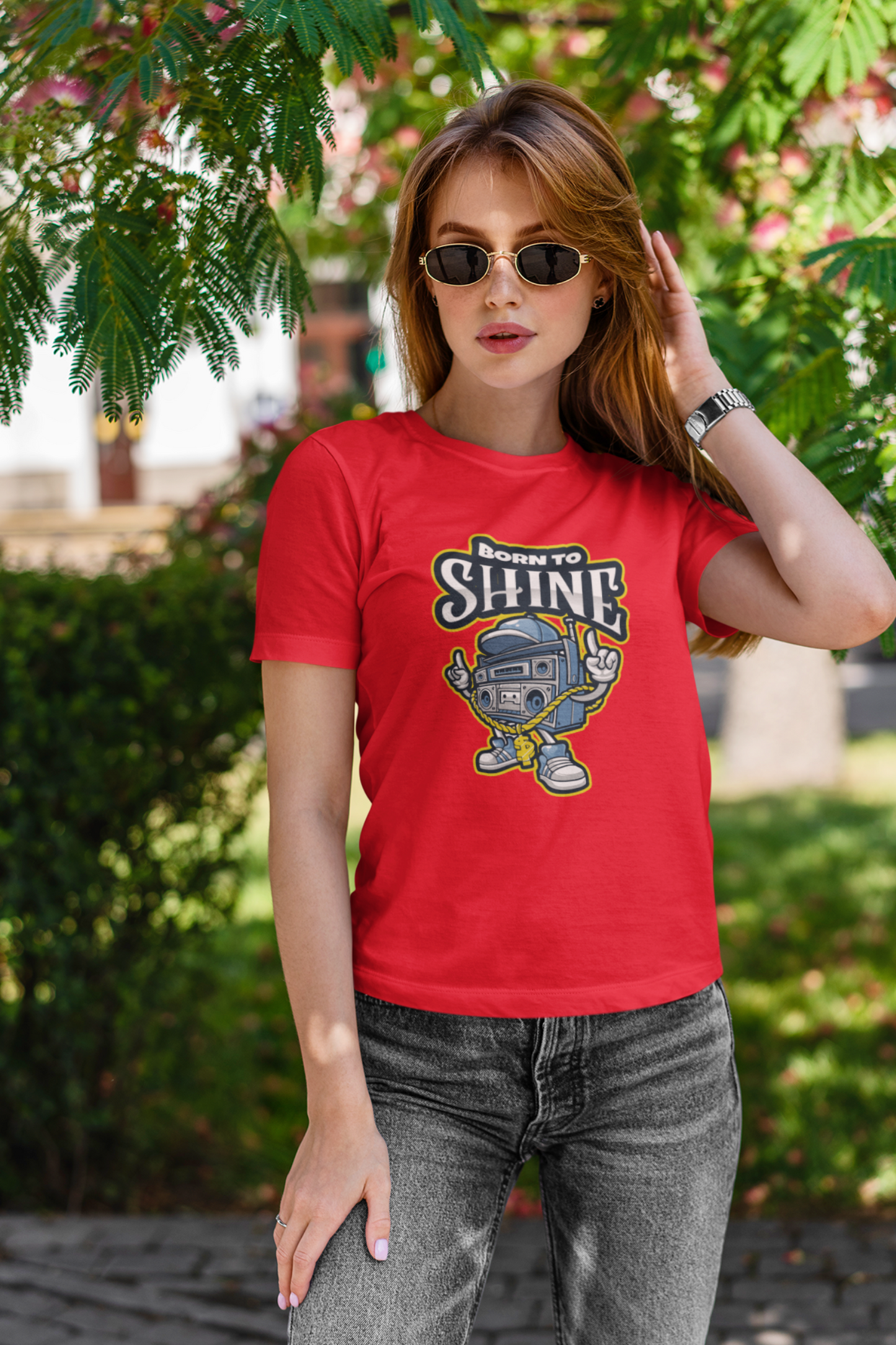 Born To Shine Women Half Sleeve Round Neck T-Shirt