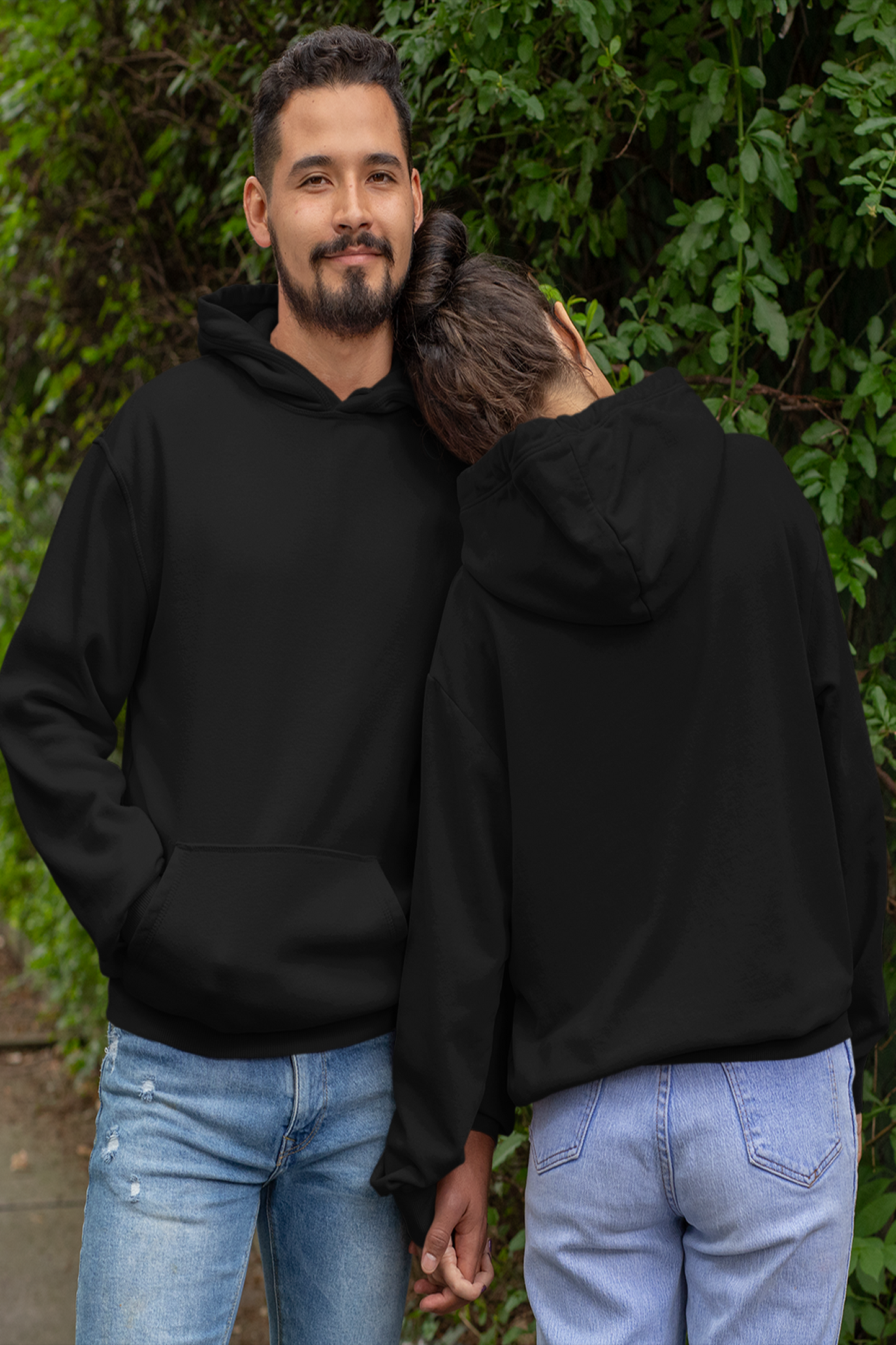 Plain Black Couple Hoodie
