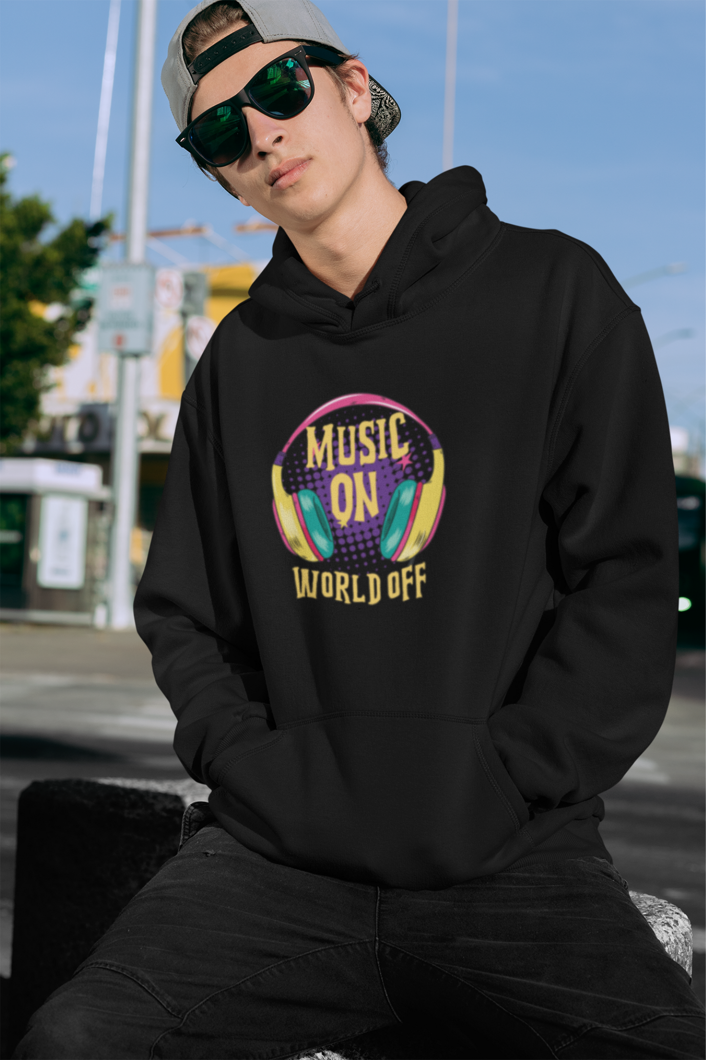 Music On World Off Men's Hoodie online in India- nautunkee.com -