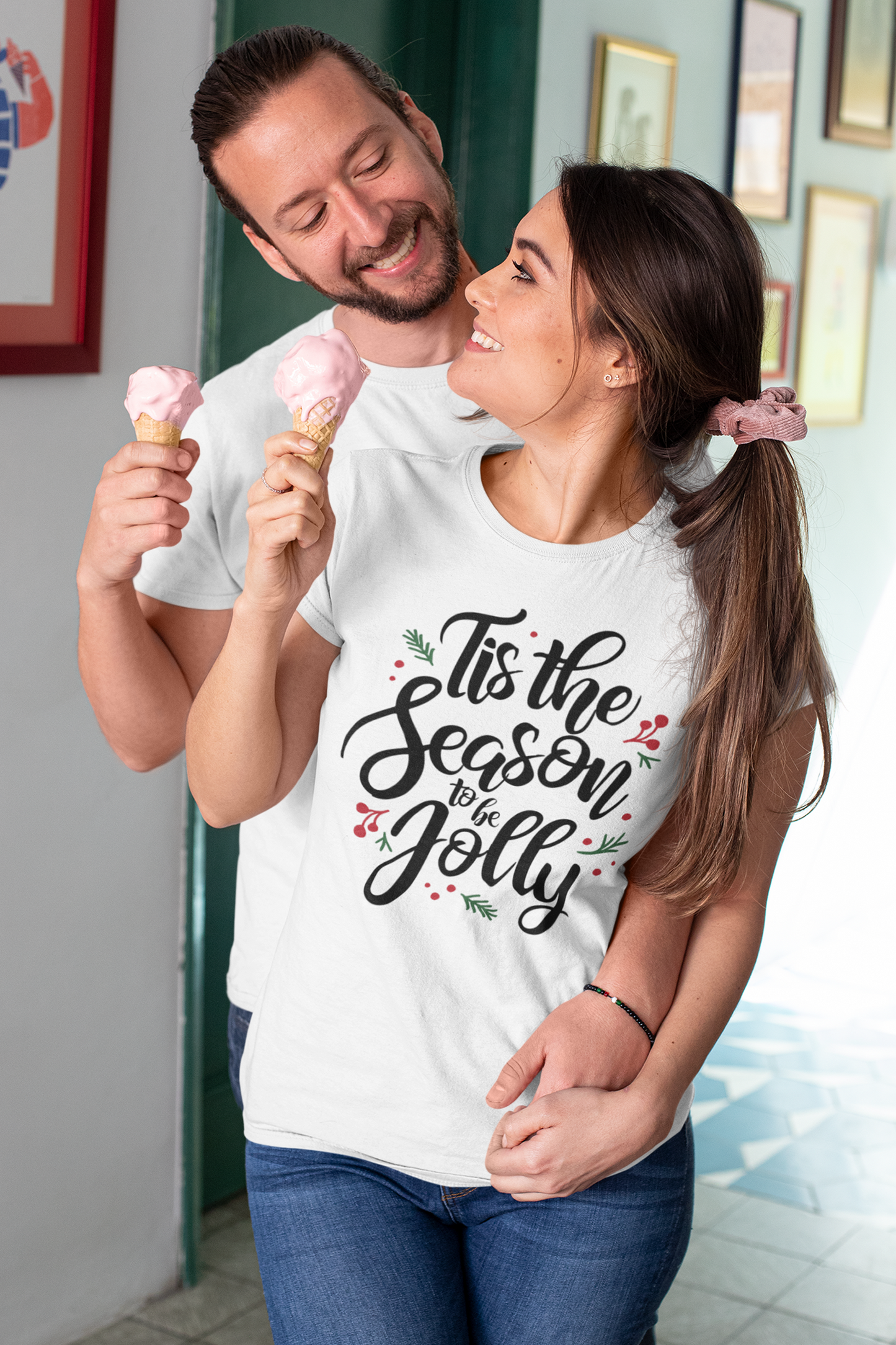 Season To Be Jolly Couple T-Shirt For Christmas