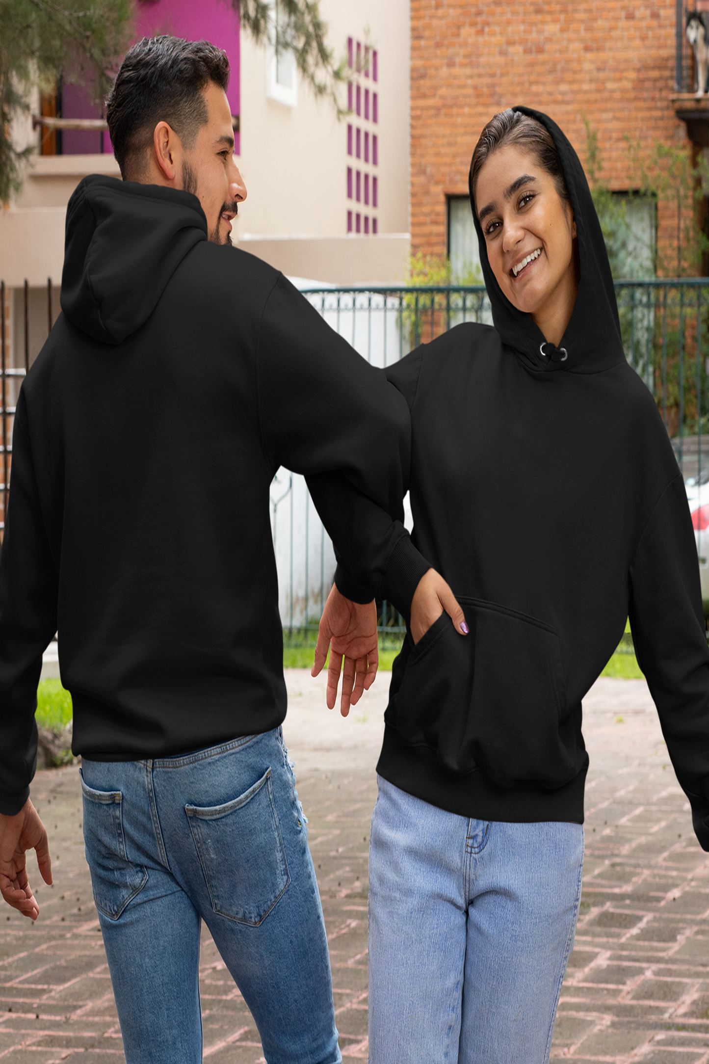 Plain Black Couple Hoodie