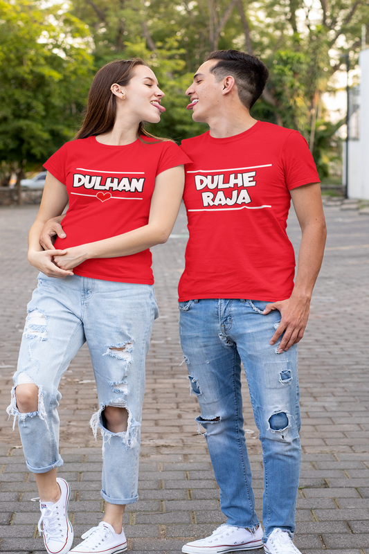 dulhe raja & dulhan couple t-shirts 