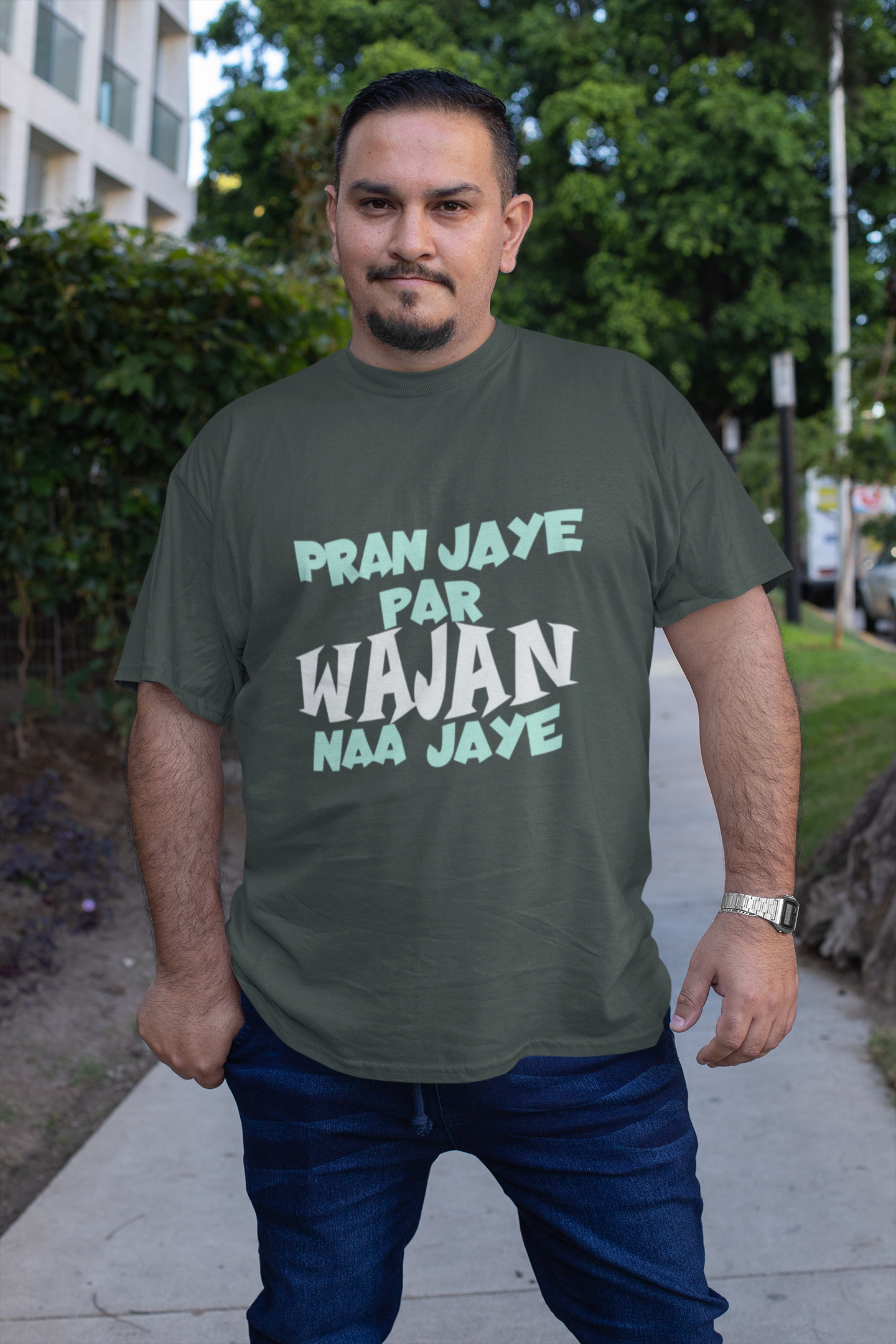 Pran Jaye Par Wajan Naa Jaye | Men Half Sleeve Round Neck T-Shirt