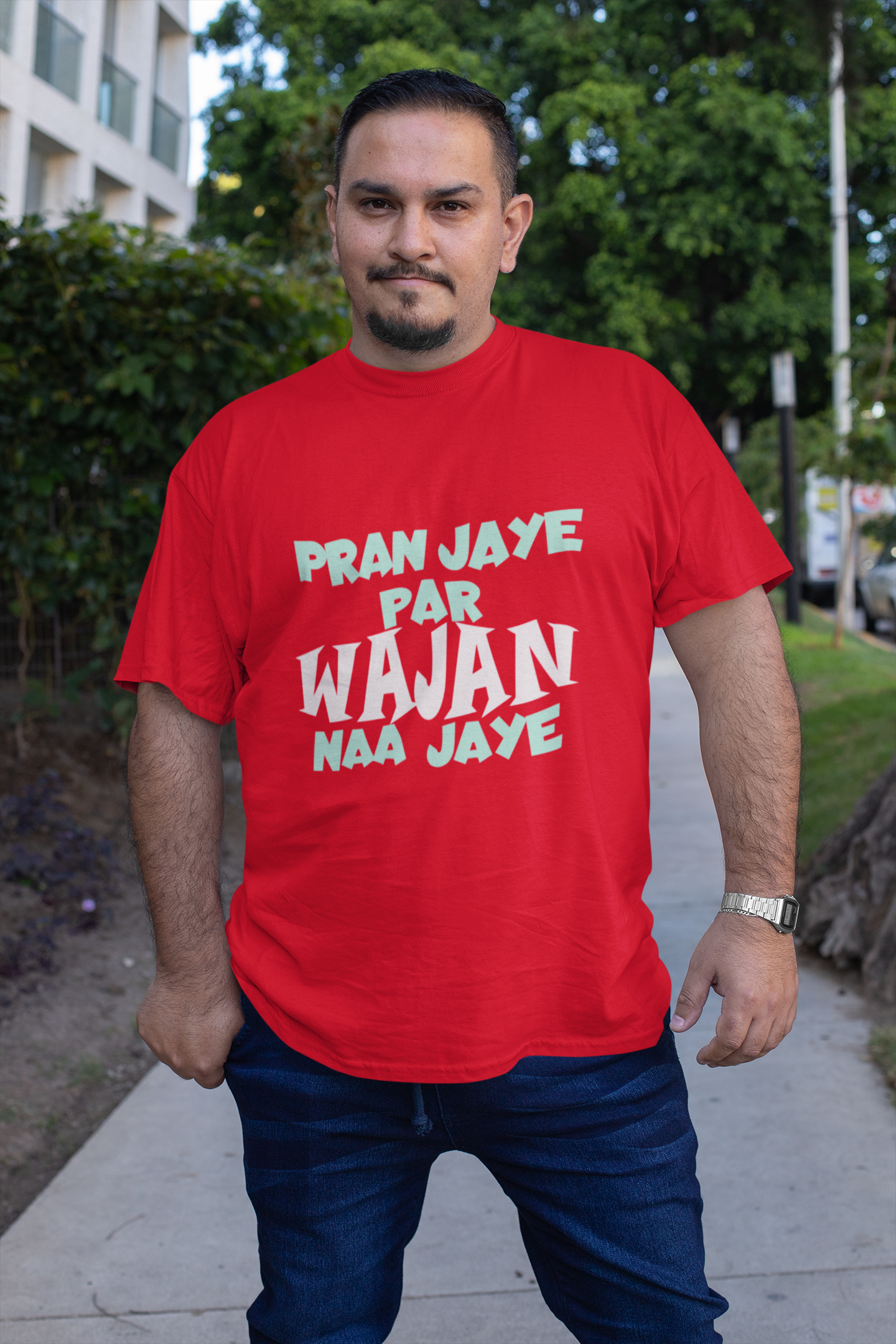 Pran Jaye Par Wajan Naa Jaye | Men Half Sleeve Round Neck T-Shirt
