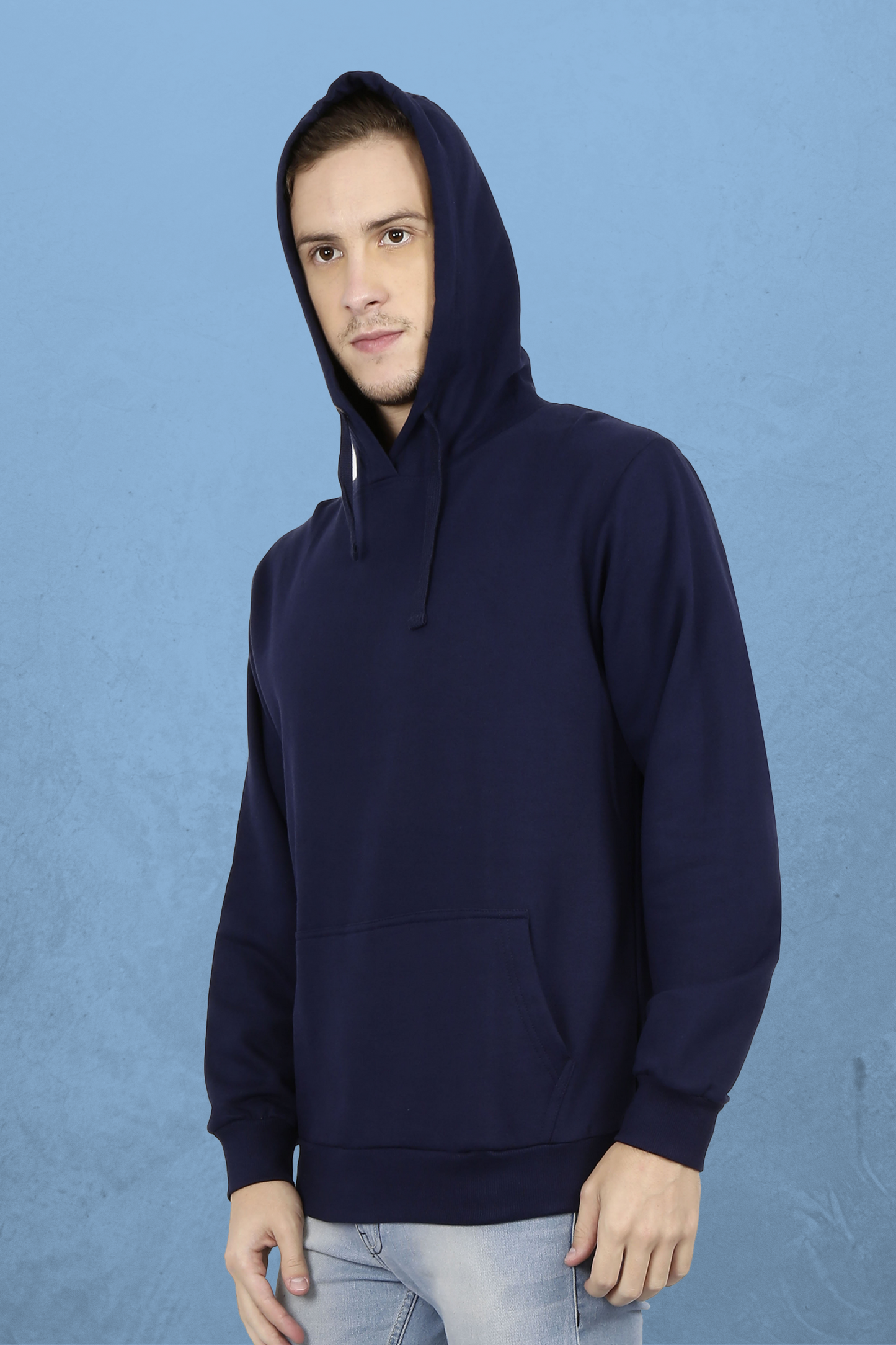 Plain Navy Blue Hoodie For Men