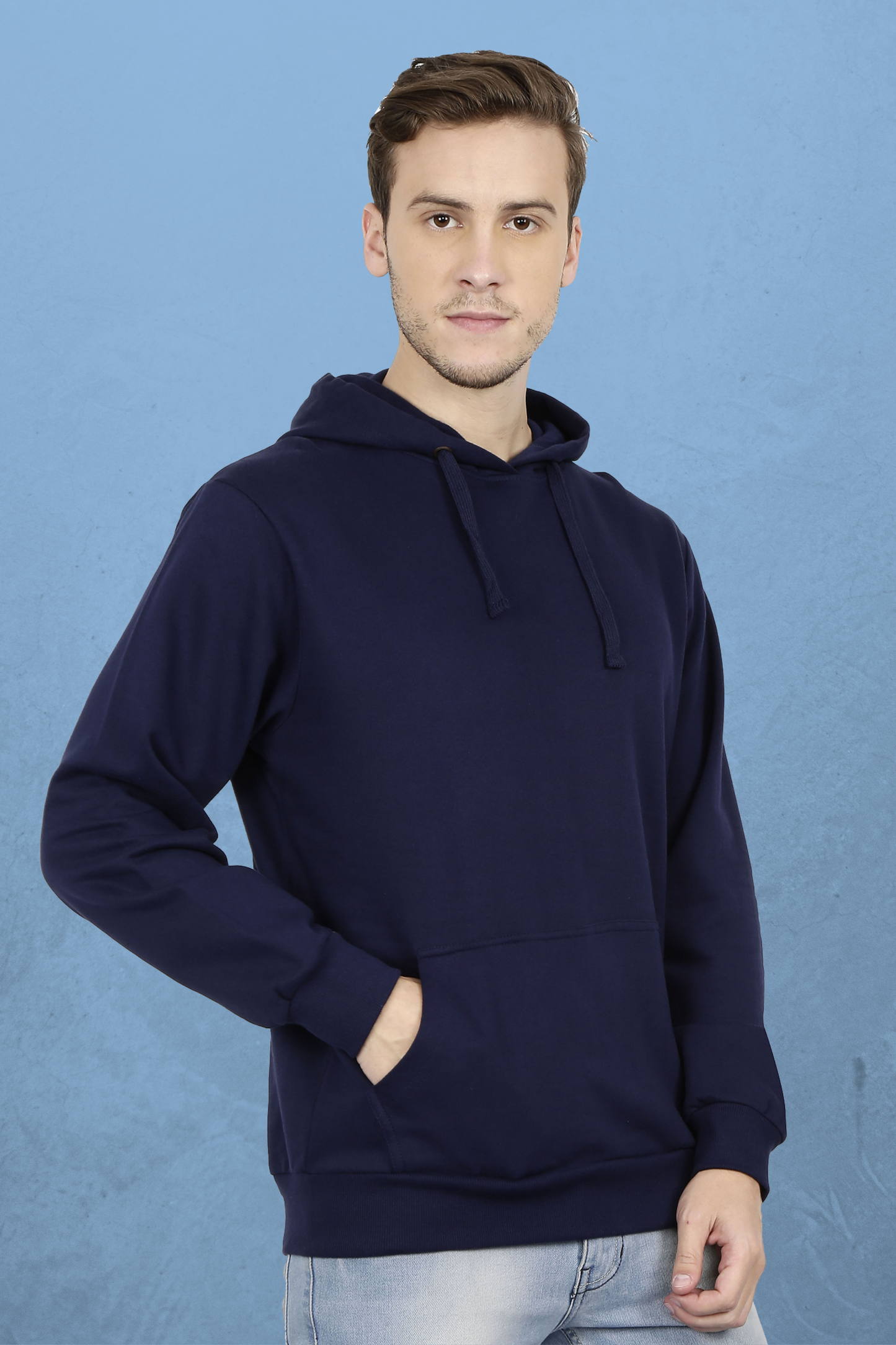 Plain Navy Blue Hoodie For Men