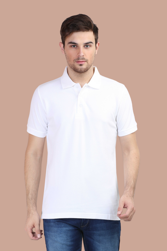 White Cotton Pique Polo T-Shirt - nautunkee